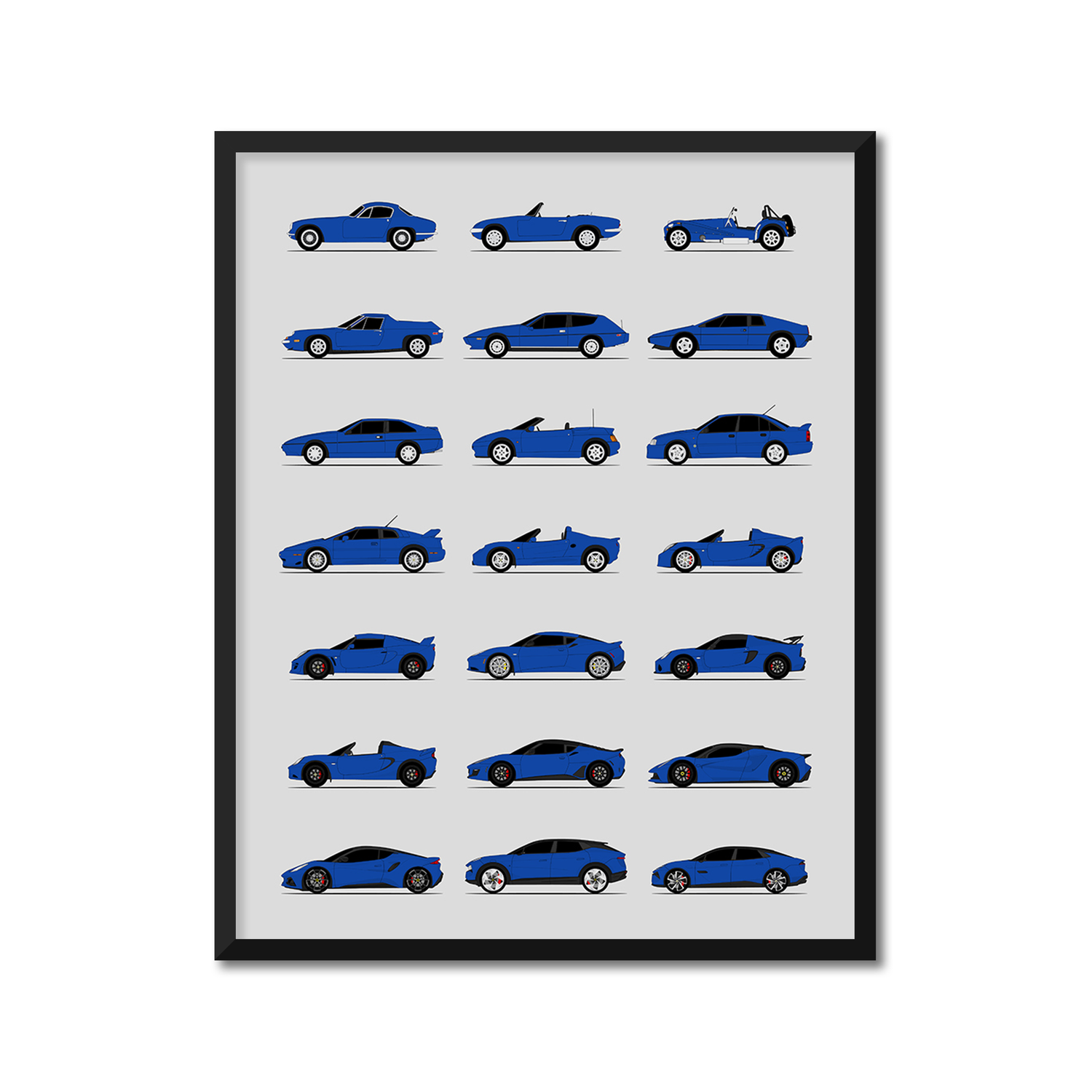 Lotus Best Generations History and Evolution Poster (Side Profile)
