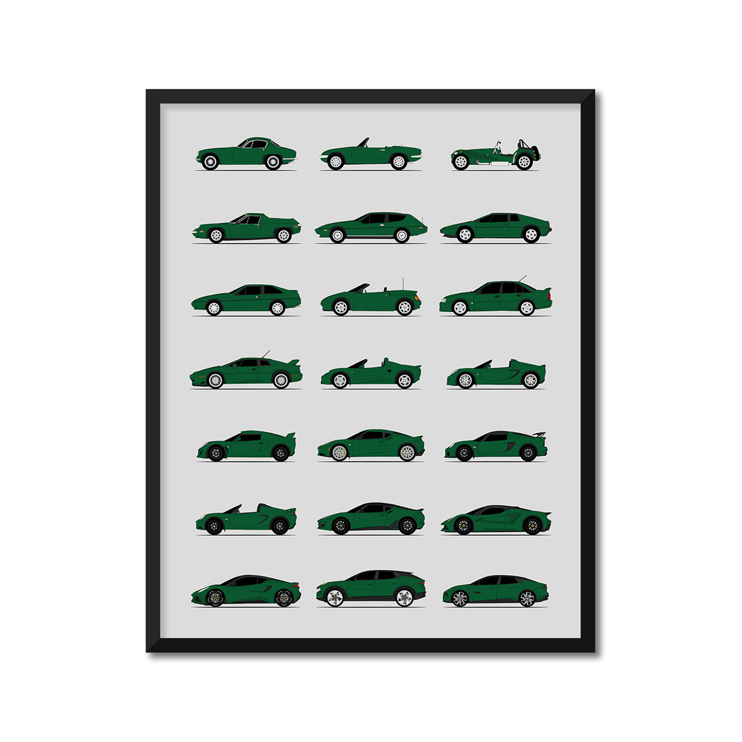 Lotus Best Generations History and Evolution Poster (Side Profile)