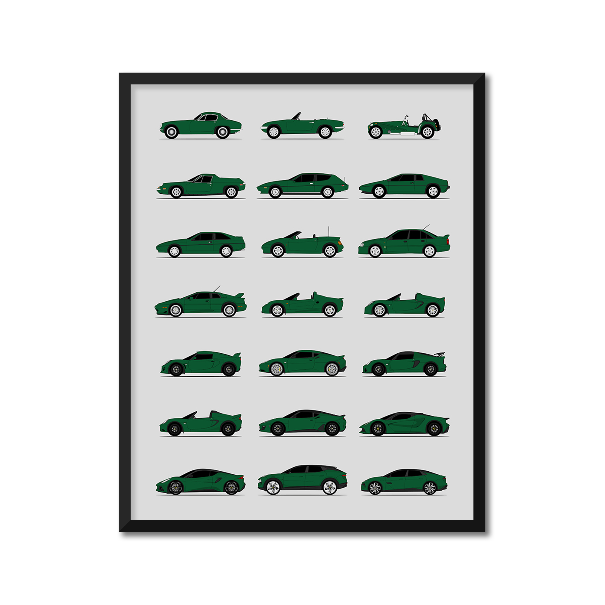 Lotus Best Generations History and Evolution Poster (Side Profile)