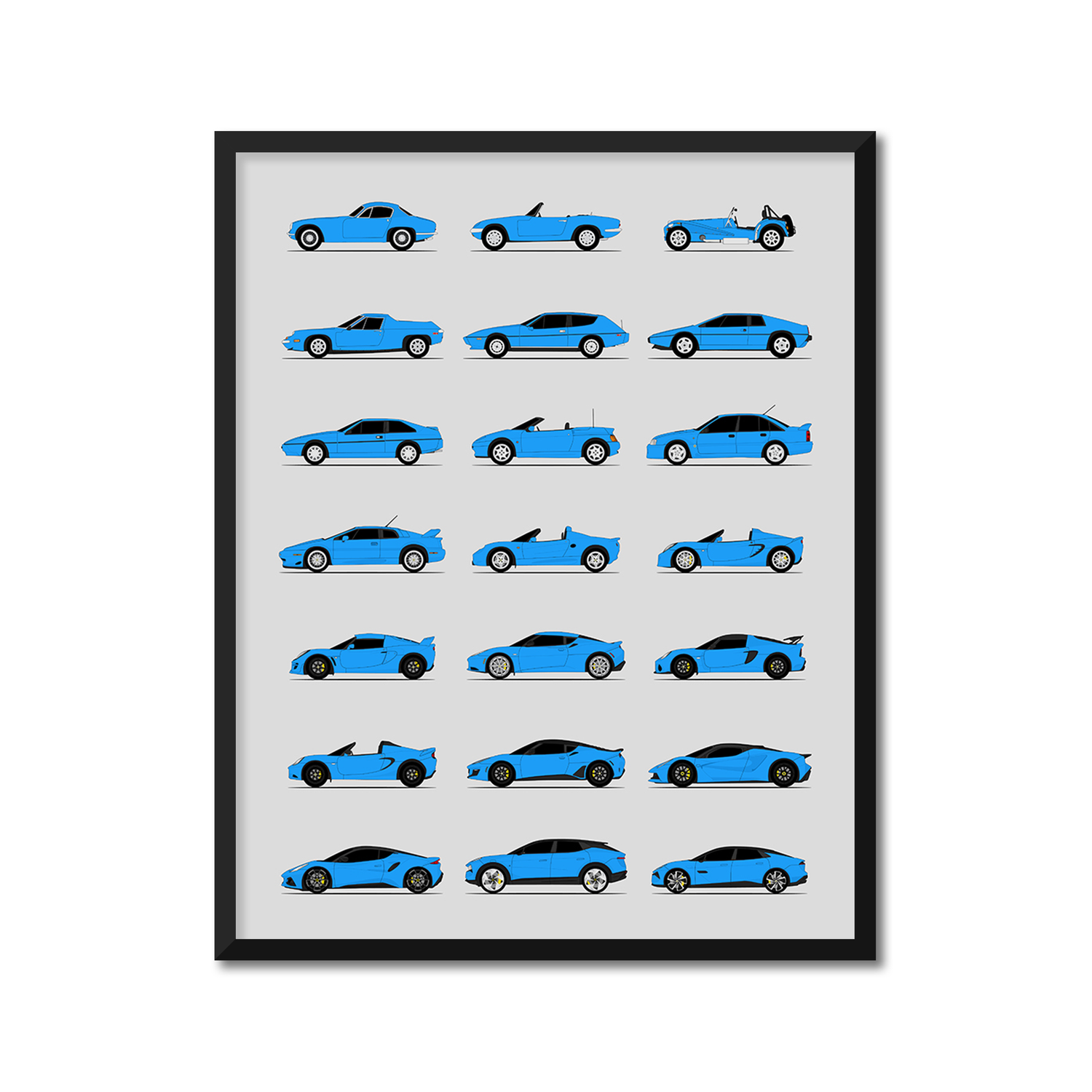 Lotus Best Generations History and Evolution Poster (Side Profile)