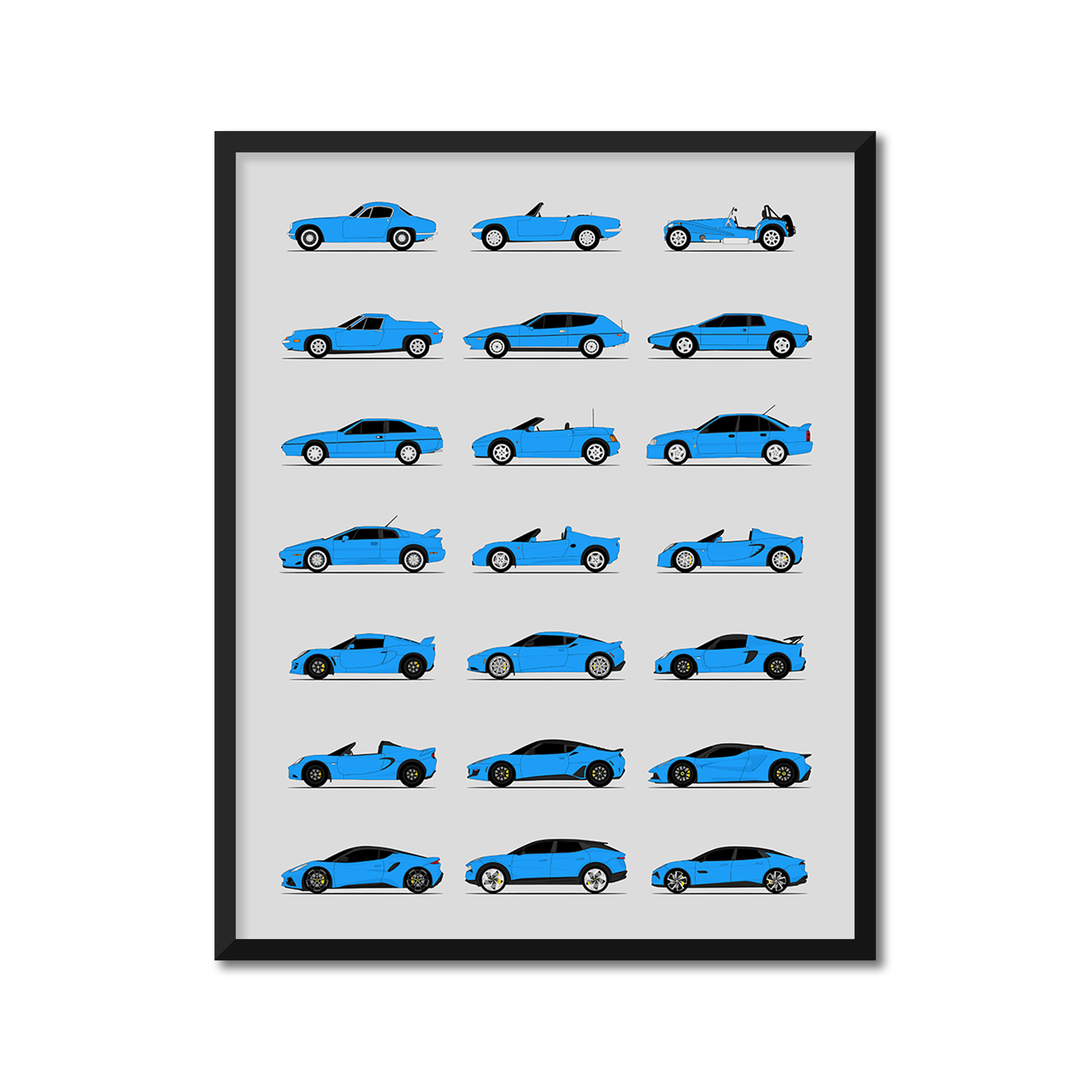 Lotus Best Generations History and Evolution Poster (Side Profile)