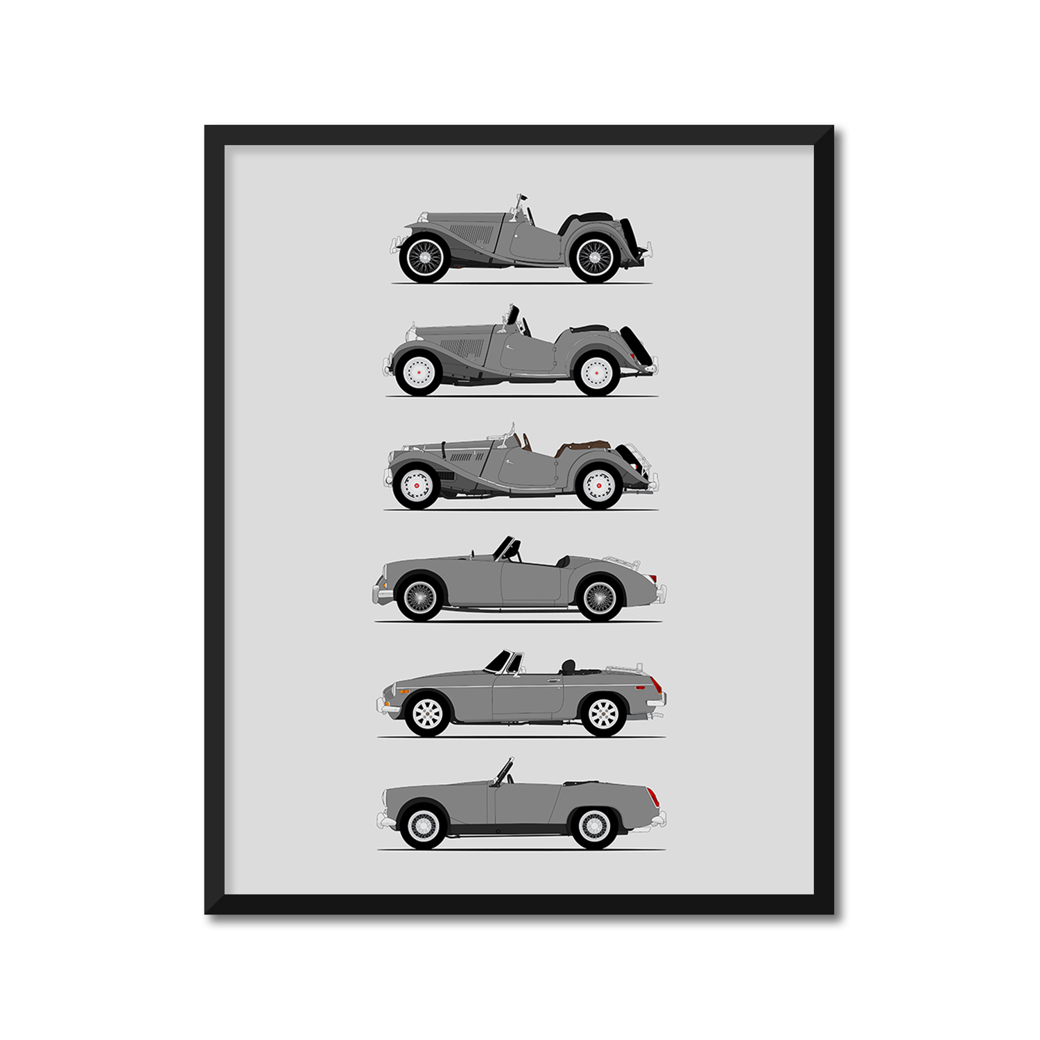 MG Sports Car Generations (Side Profile)