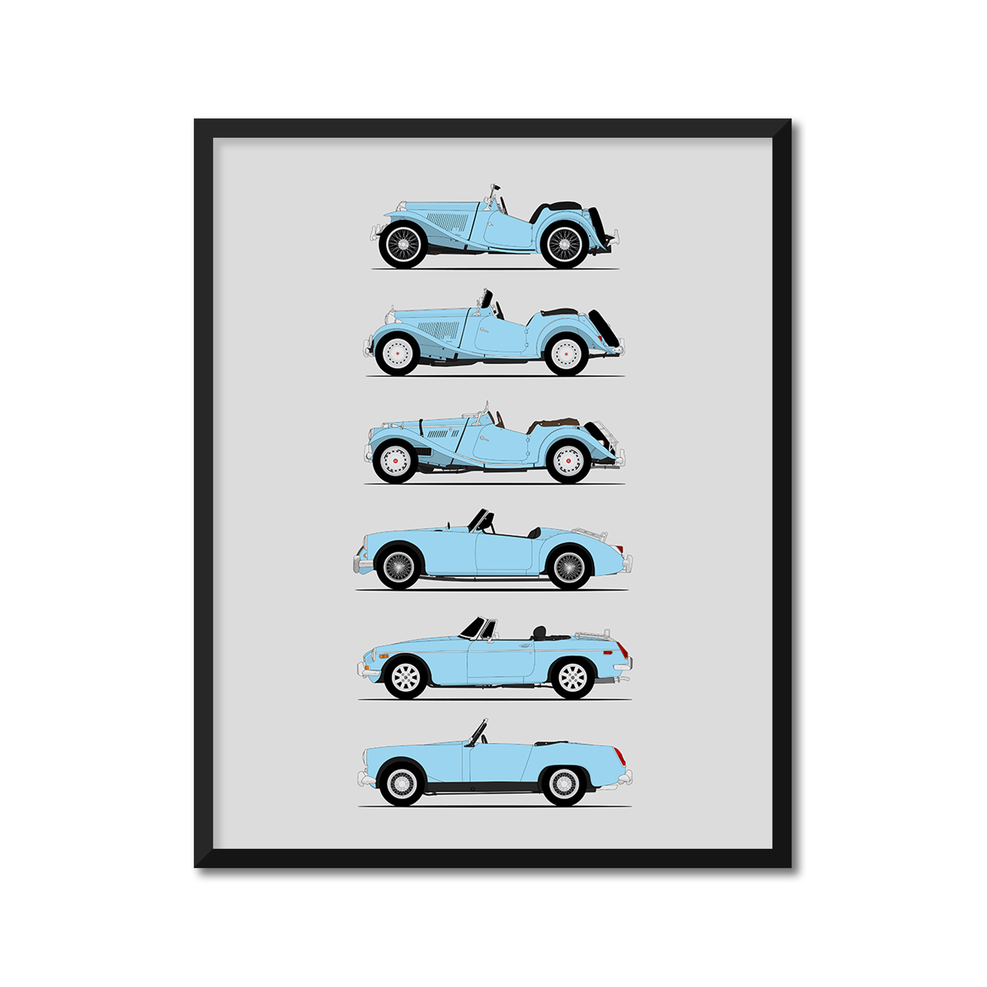 MG Sports Car Generations (Side Profile)