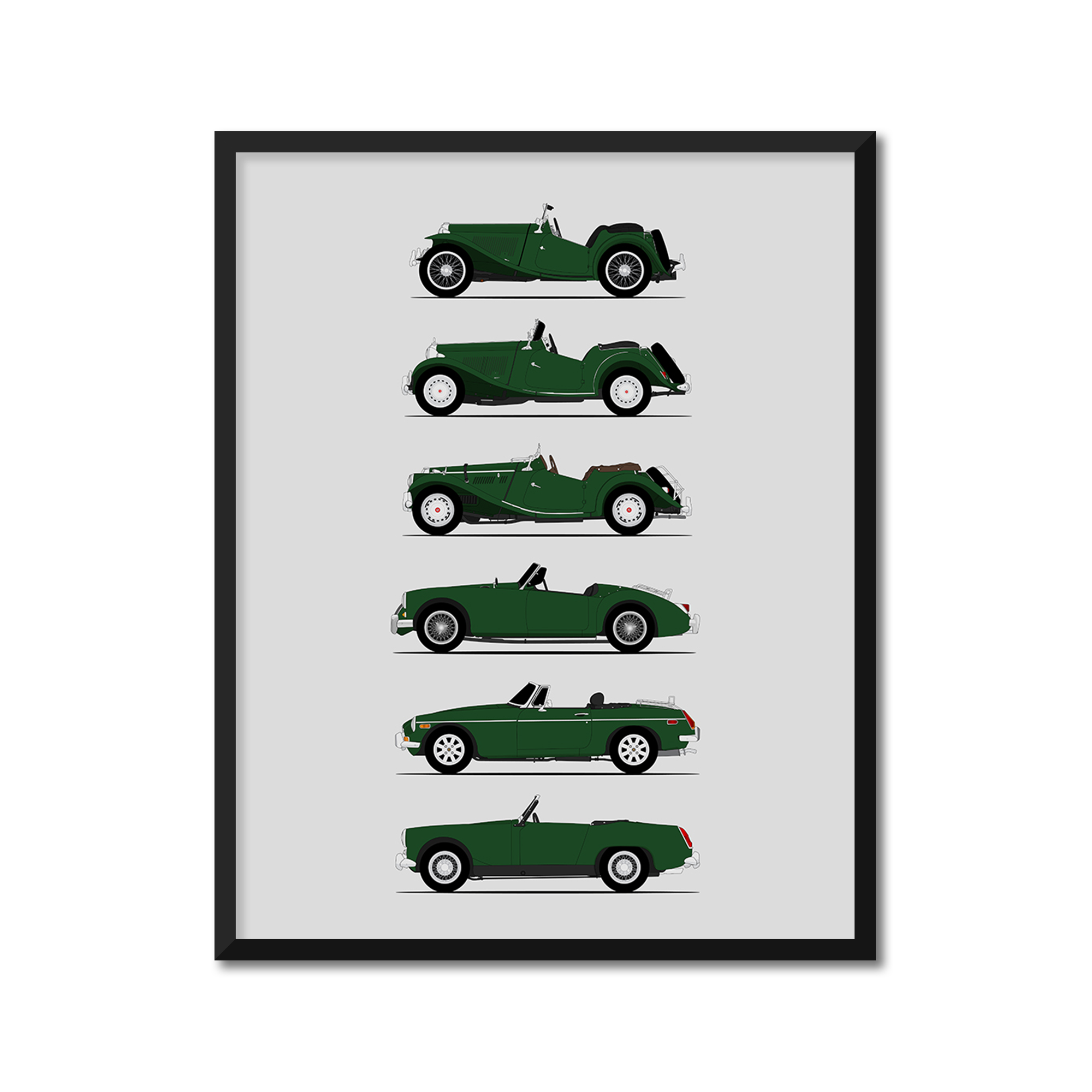 MG Sports Car Generations (Side Profile)