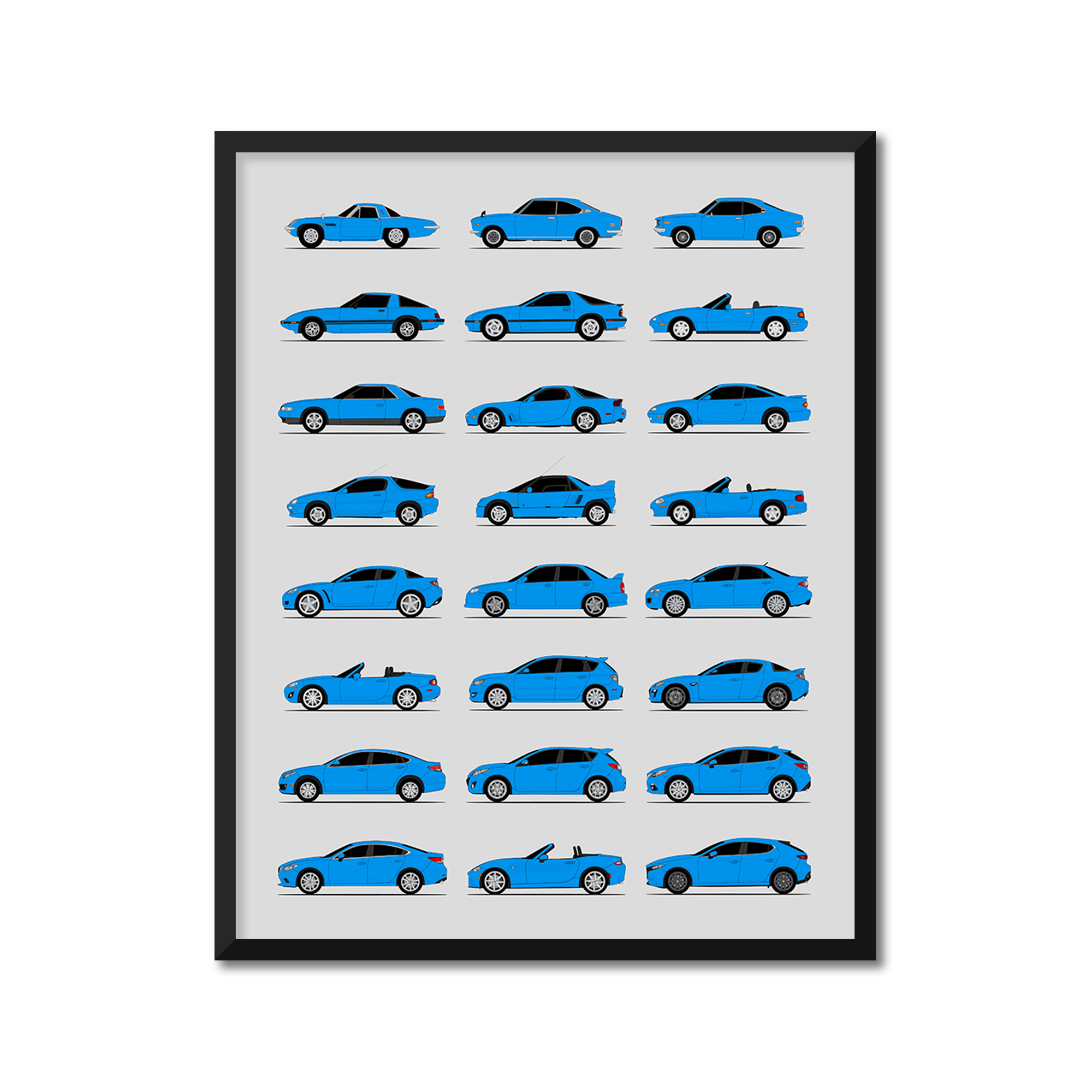 Mazda Best Generations History and Evolution Poster (Side Profile)
