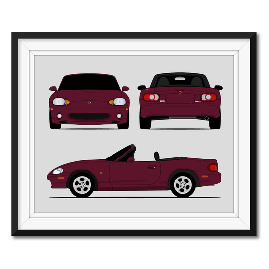 Mazda Miata NB (1998-2005) (Front Rear Side) Poster
