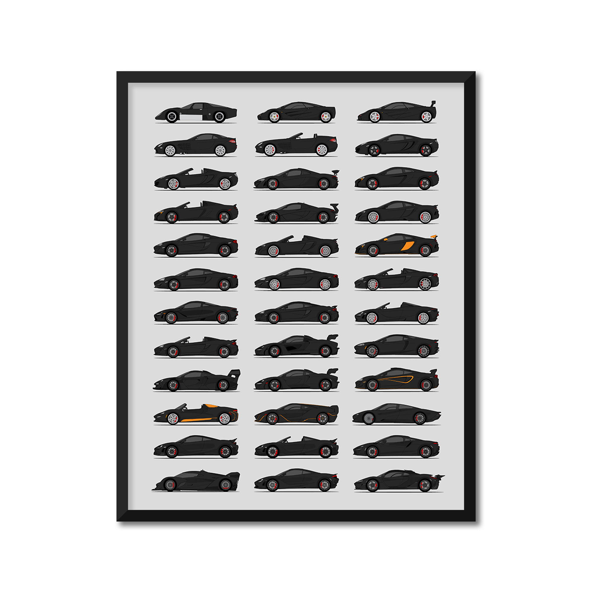 Mclaren Generations History and Evolution Poster (Side Profile)