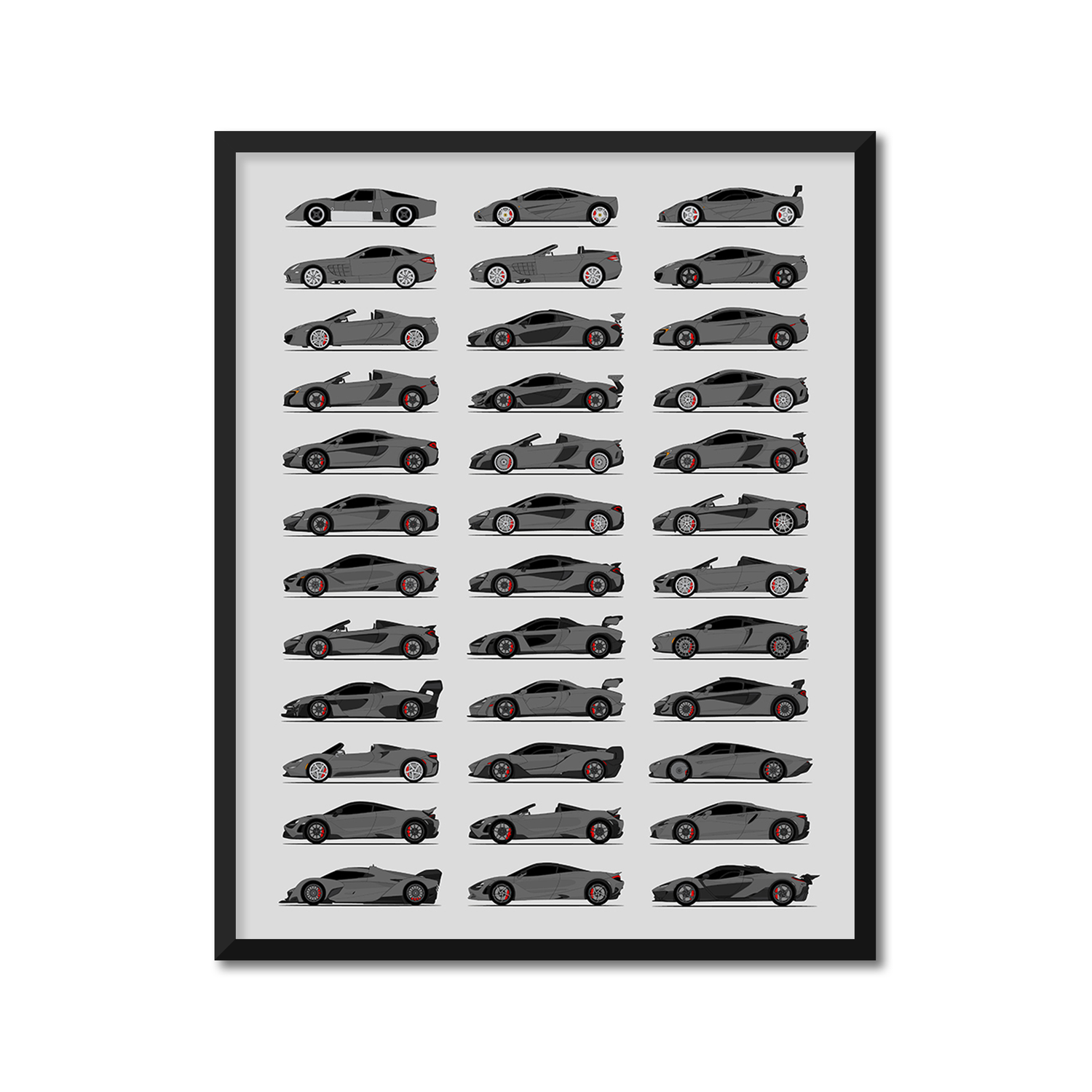Mclaren Generations History and Evolution Poster (Side Profile)