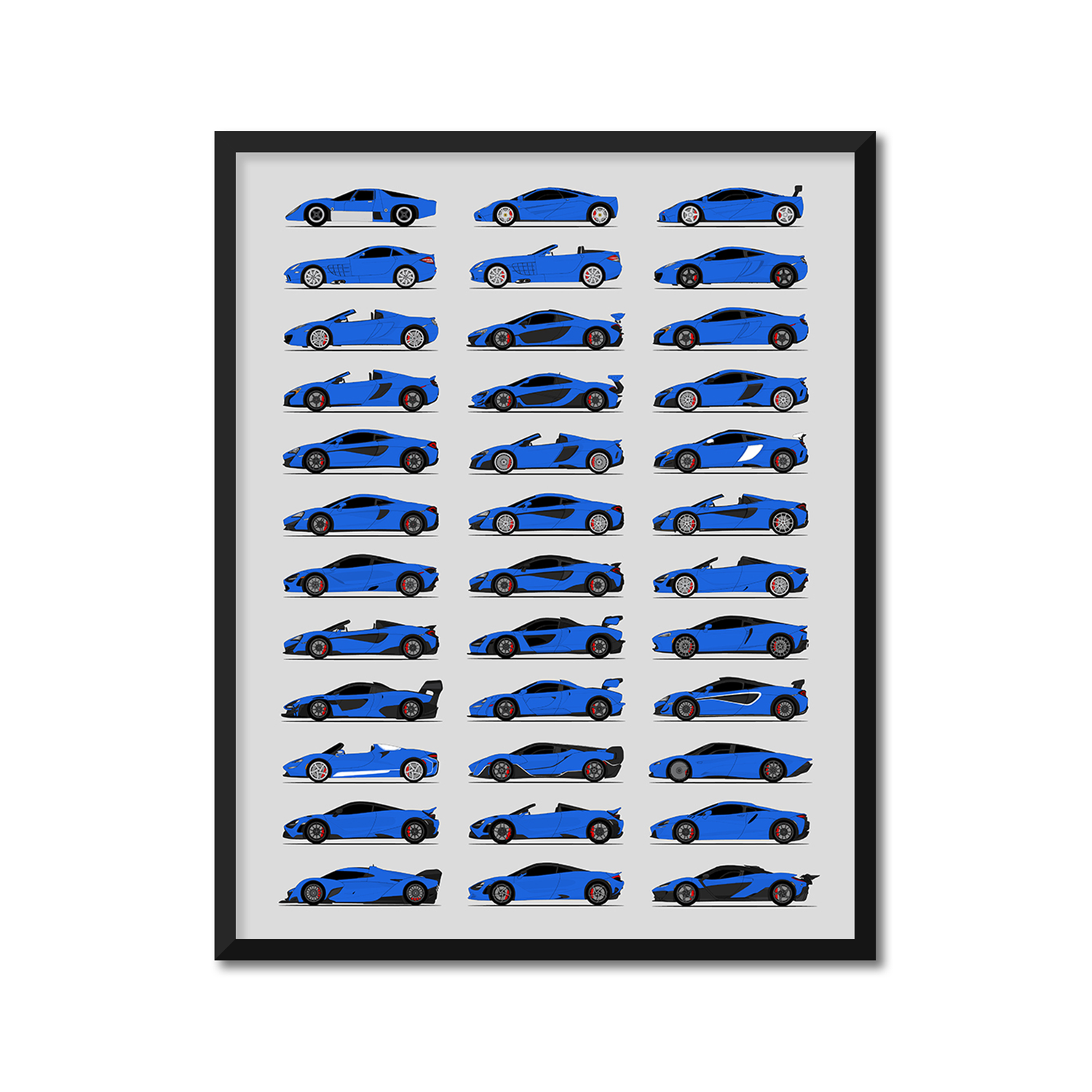 Mclaren Generations History and Evolution Poster (Side Profile)