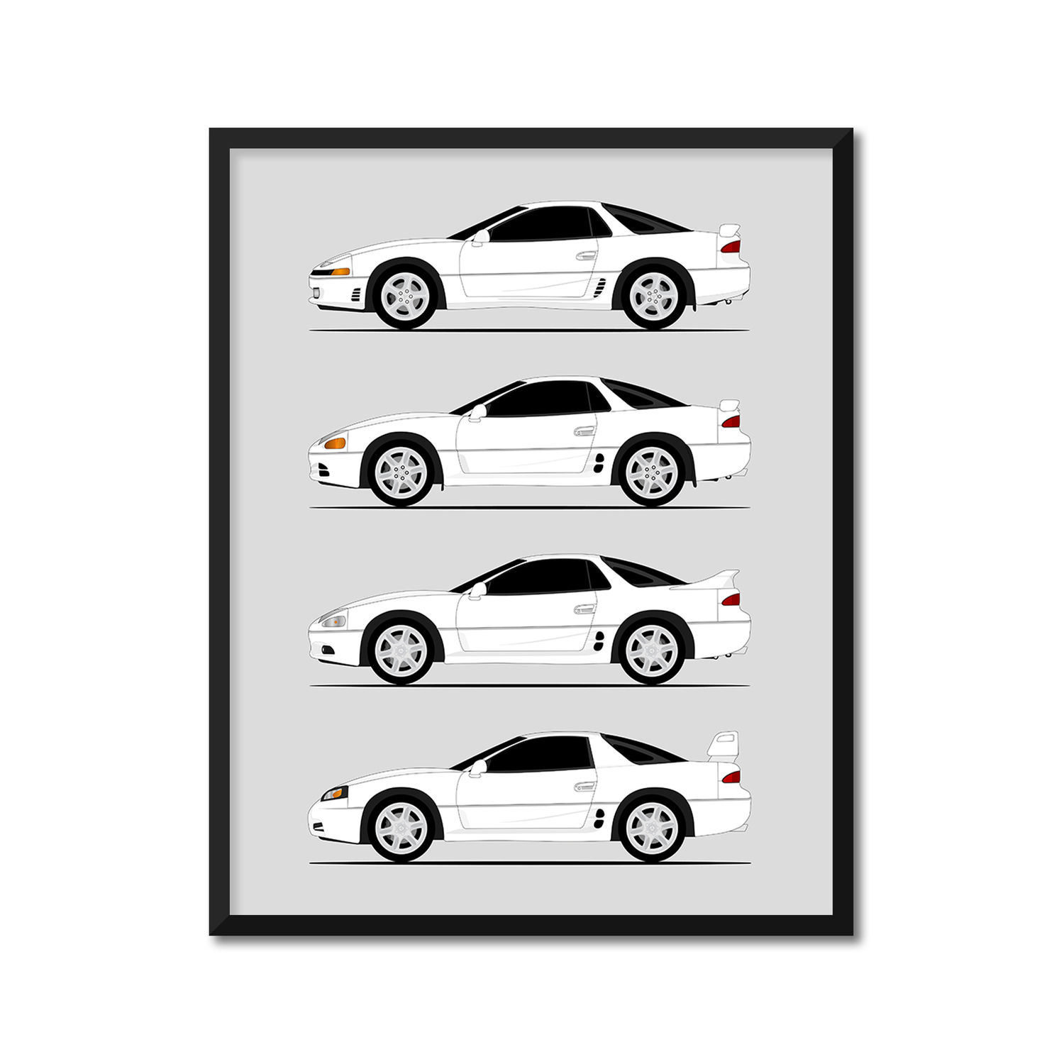Mitsubishi 3000GT Generations History and Evolution Poster (Side Profile)