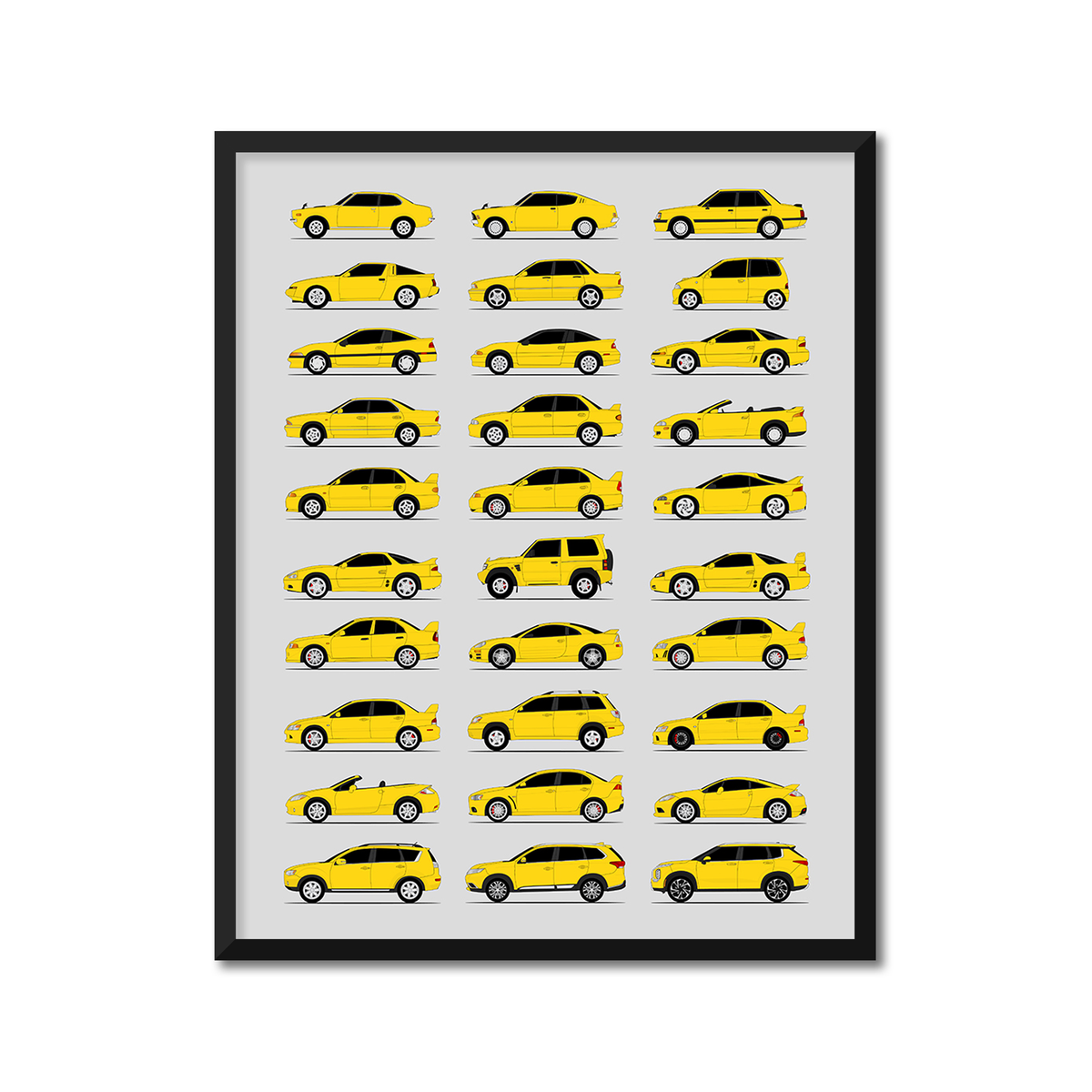 Mitsubishi Generations History and Evolution Poster (Side Profile)