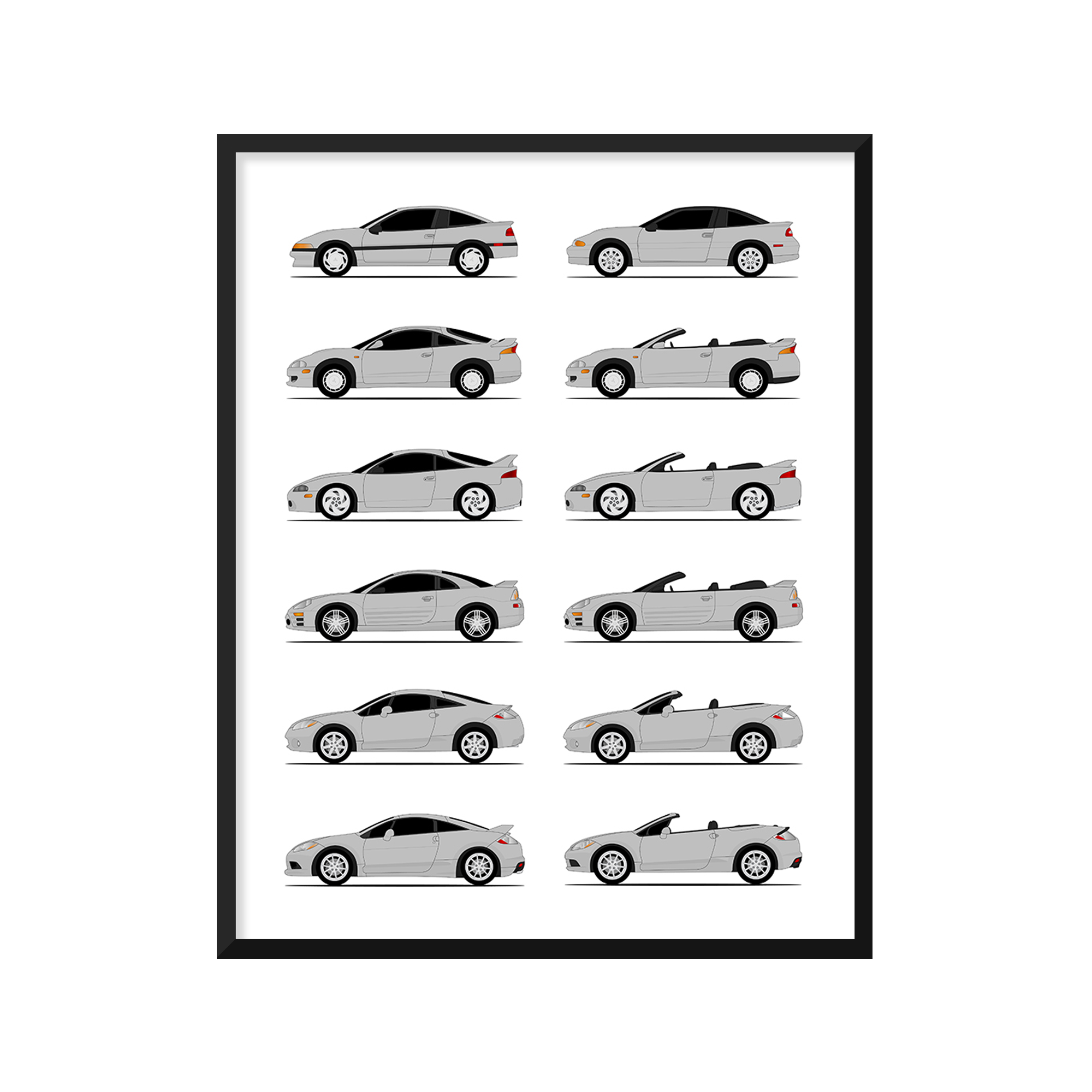 Mitsubishi Eclipse Generations (Side Profile)
