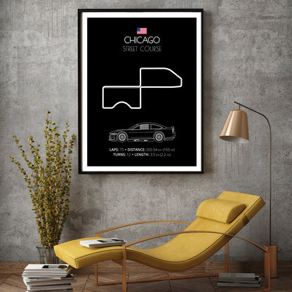 Chicago Street Course NASCAR Race Track Poster