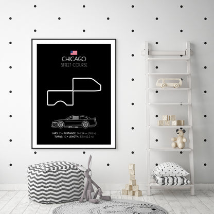 Chicago Street Course NASCAR Race Track Poster