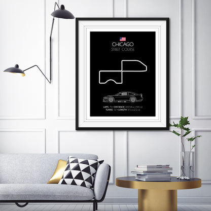 Chicago Street Course NASCAR Race Track Poster