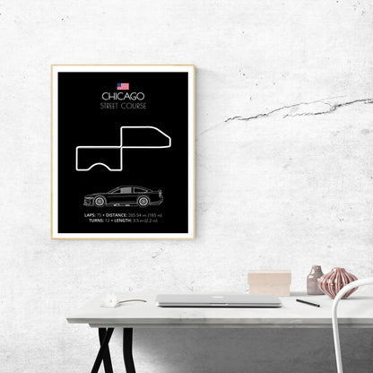 Chicago Street Course NASCAR Race Track Poster