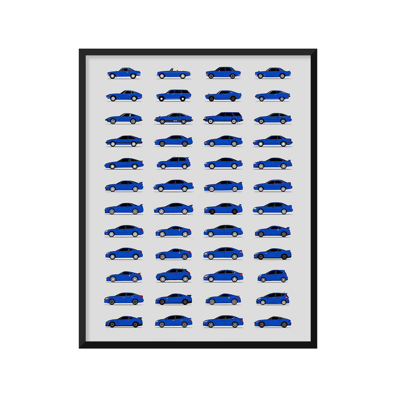 Nissan Best Generations History and Evolution Poster (Side Profile)