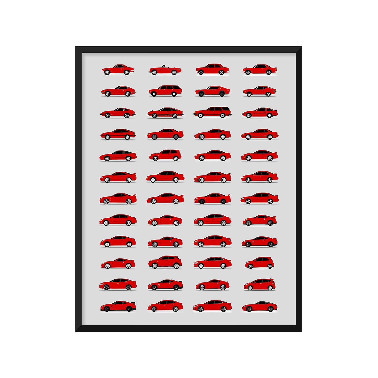 Nissan Best Generations History and Evolution Poster (Side Profile)