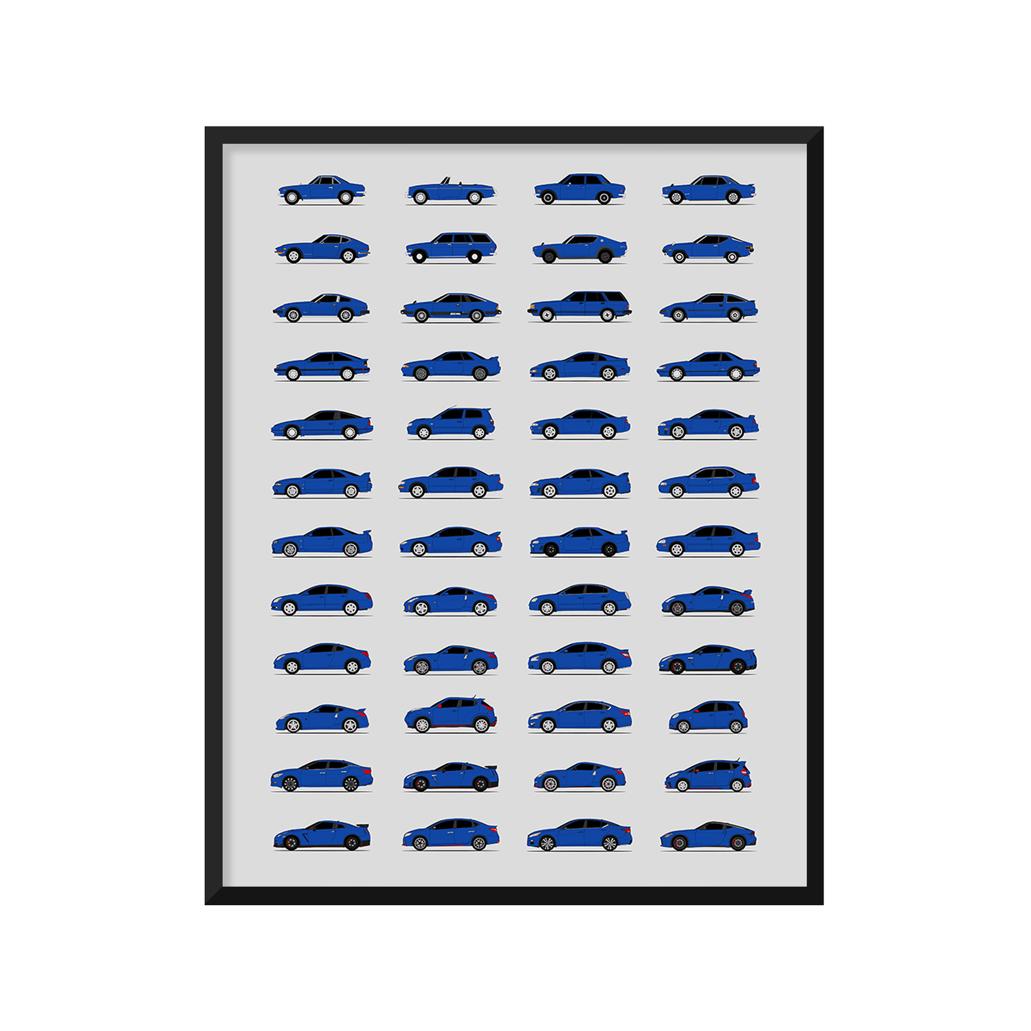 Nissan Best Generations History and Evolution Poster (Side Profile)