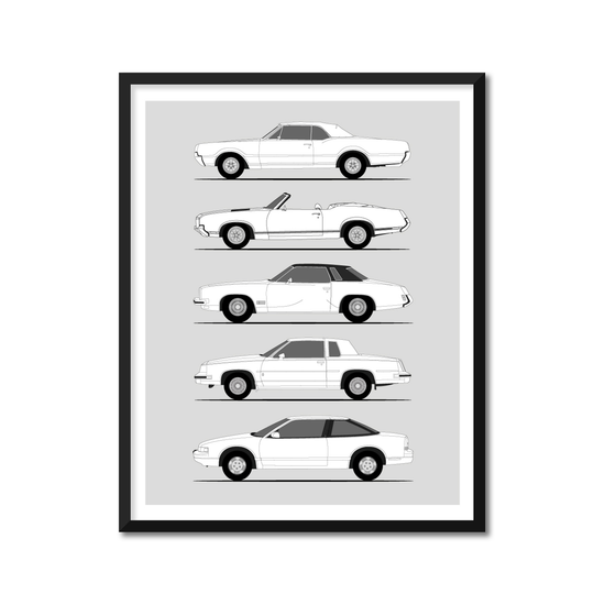 Oldsmobile Cutlass Supreme Generations History and Evolution Poster (Side Profile)