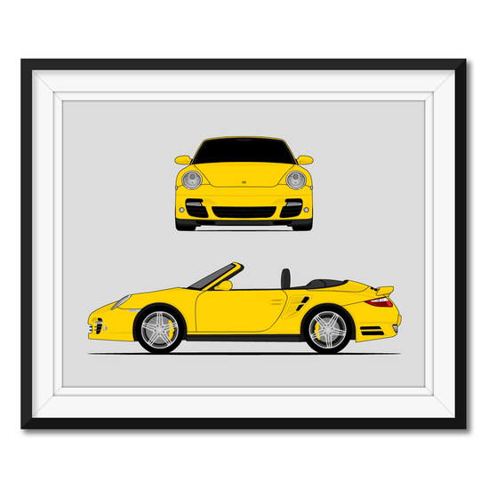 Porsche 911 Turbo Cabriolet 997.1 (2006-2010) (Front and Side) Poster