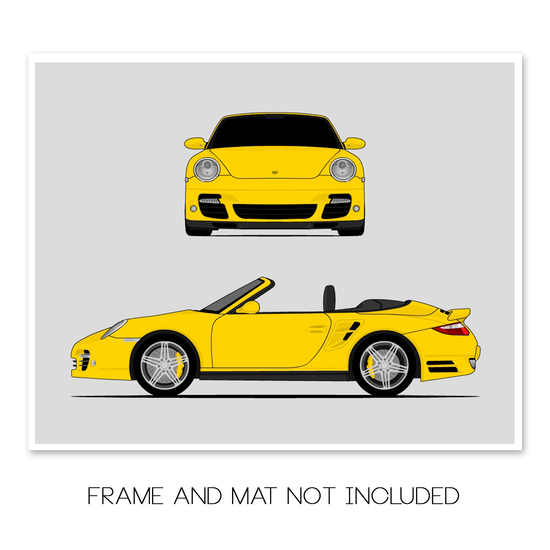 Porsche 911 Turbo Cabriolet 997.1 (2006-2010) (Front and Side) Poster