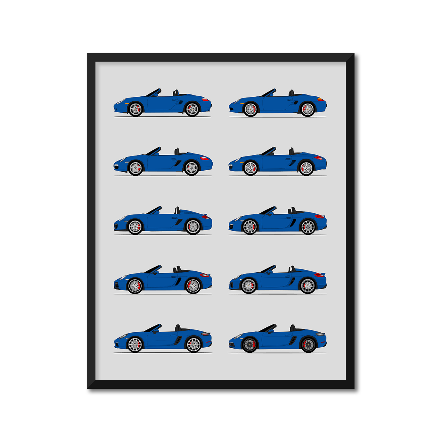 Porsche Boxster Generations History and Evolution Poster (Side Profile)
