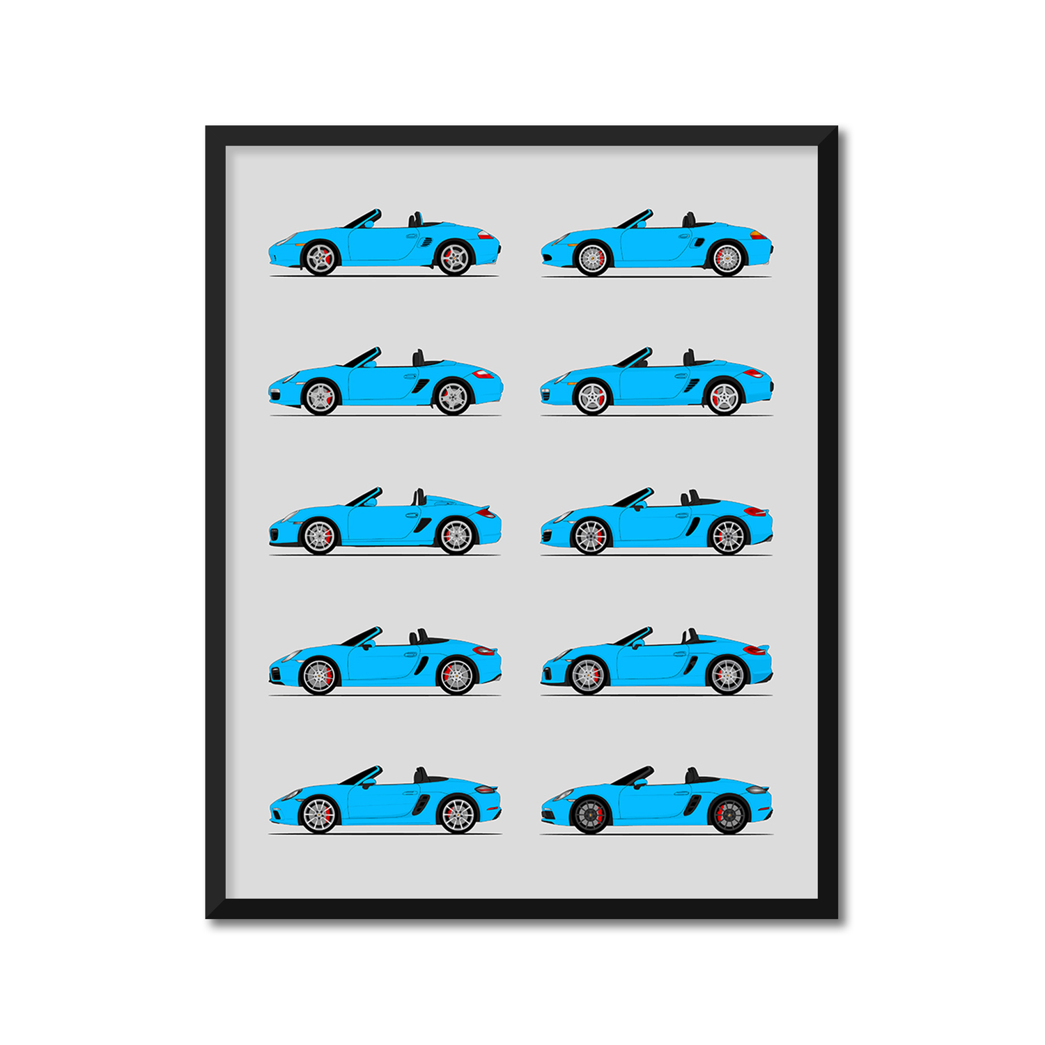 Porsche Boxster Generations History and Evolution Poster (Side Profile)