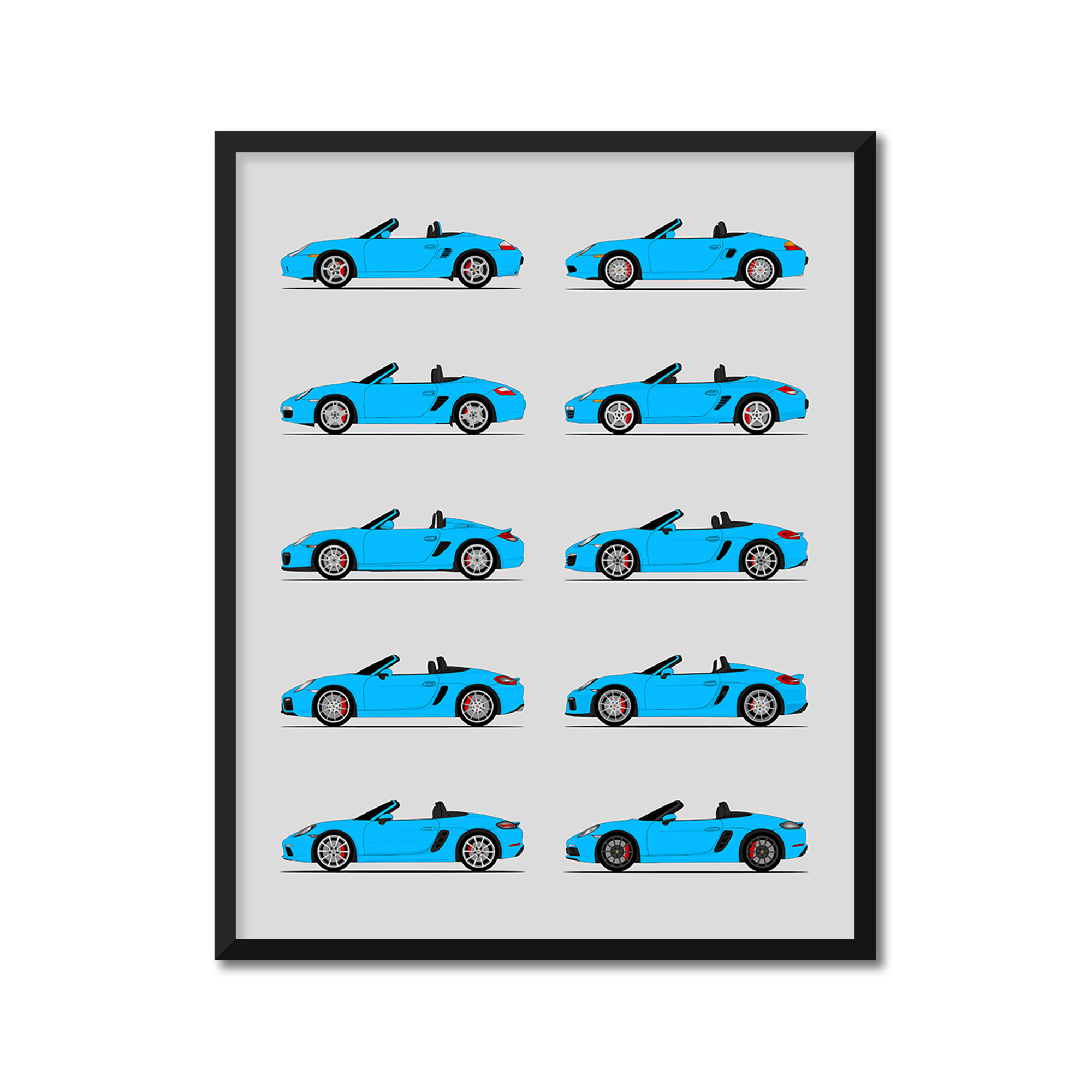 Porsche Boxster Generations History and Evolution Poster (Side Profile)