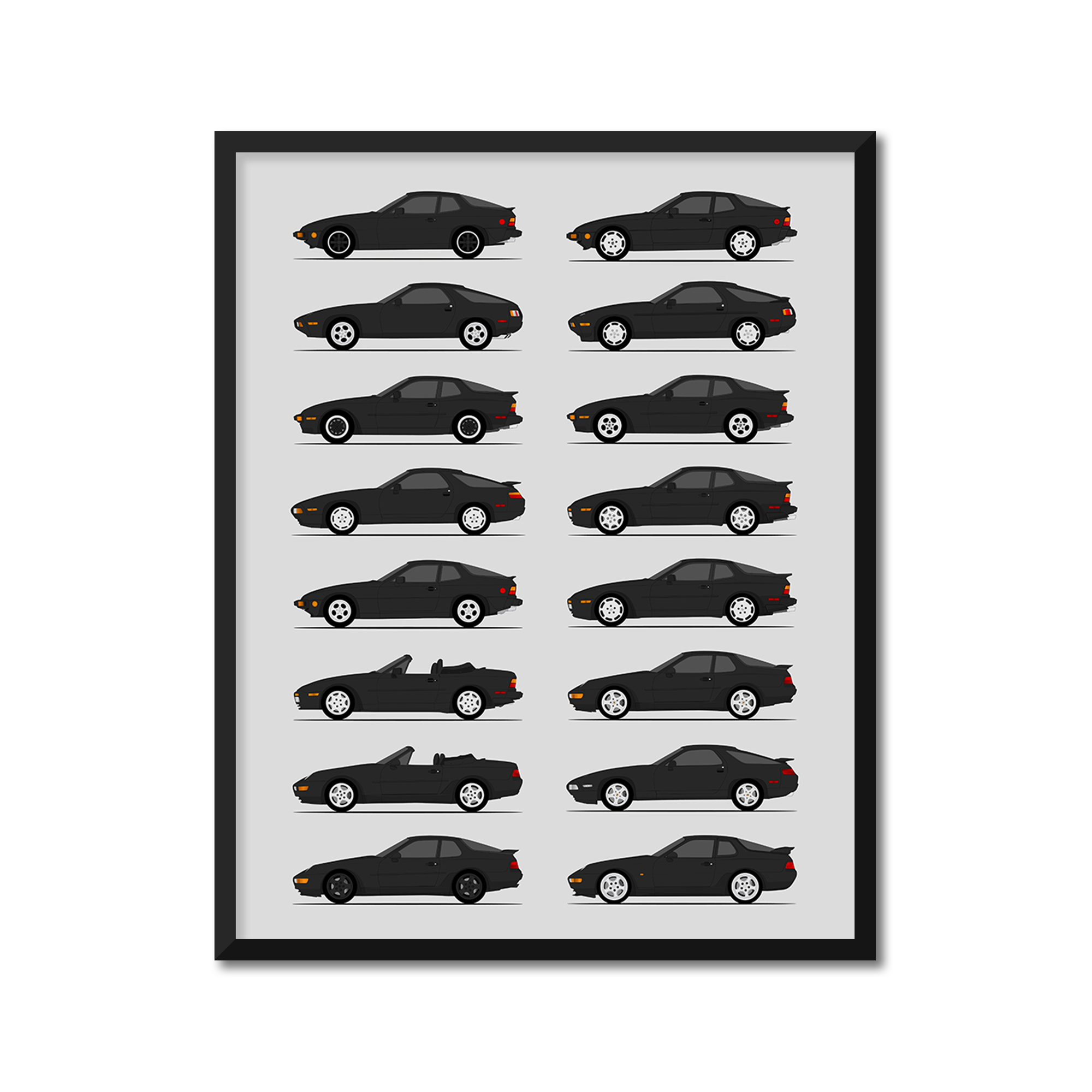 Porsche 924 928 944 968 Generations (Side Profile)