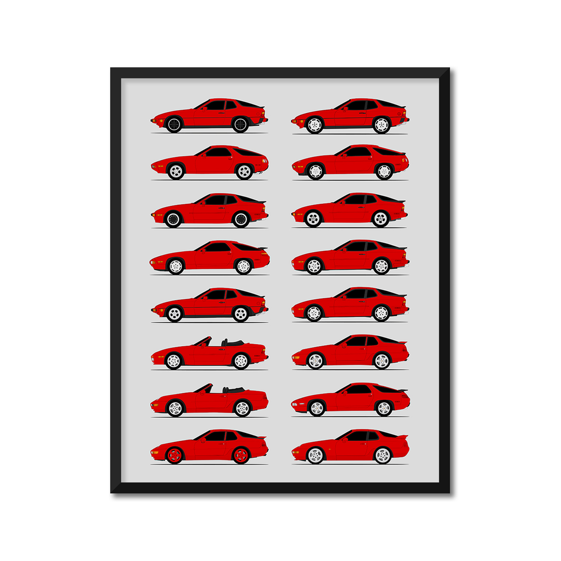 Porsche 924 928 944 968 Generations (Side Profile)