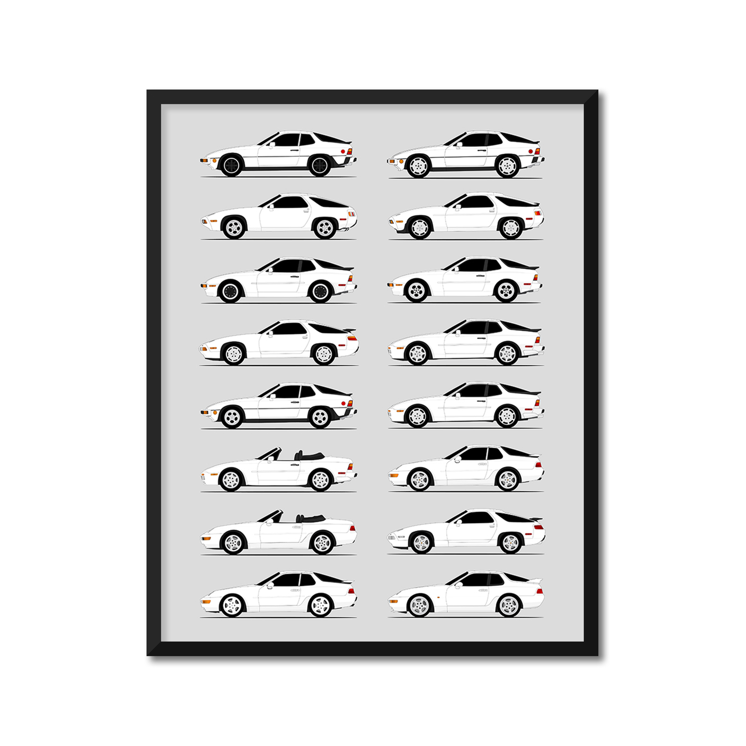 Porsche 924 928 944 968 Generations (Side Profile)