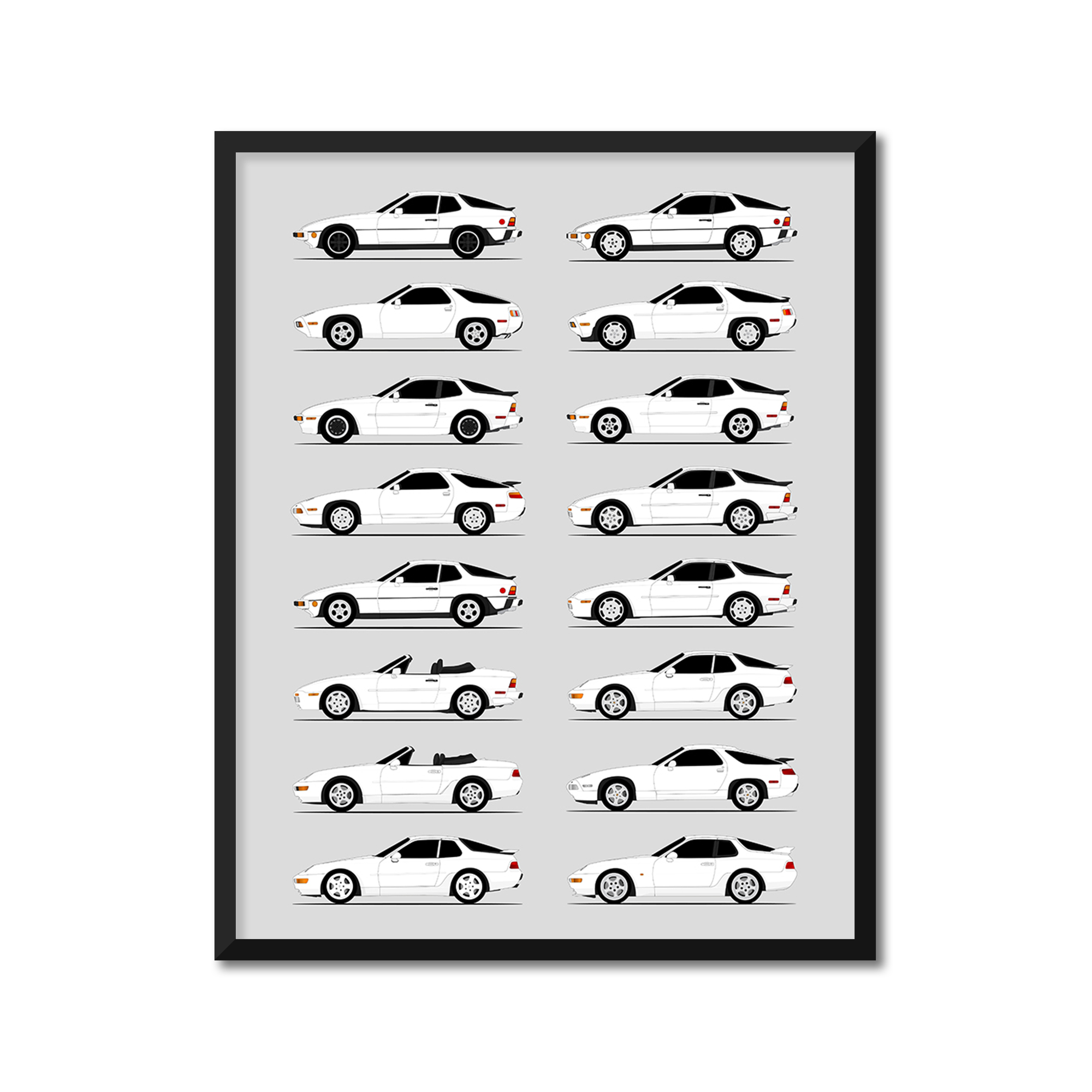 Porsche 924 928 944 968 Generations (Side Profile)