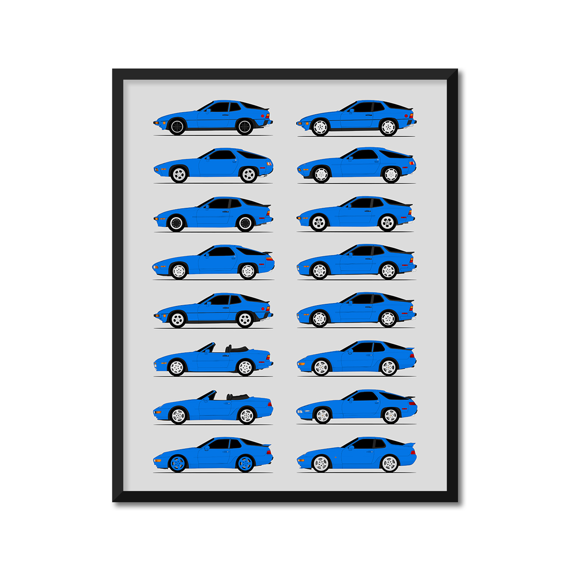 Porsche 924 928 944 968 Generations (Side Profile)