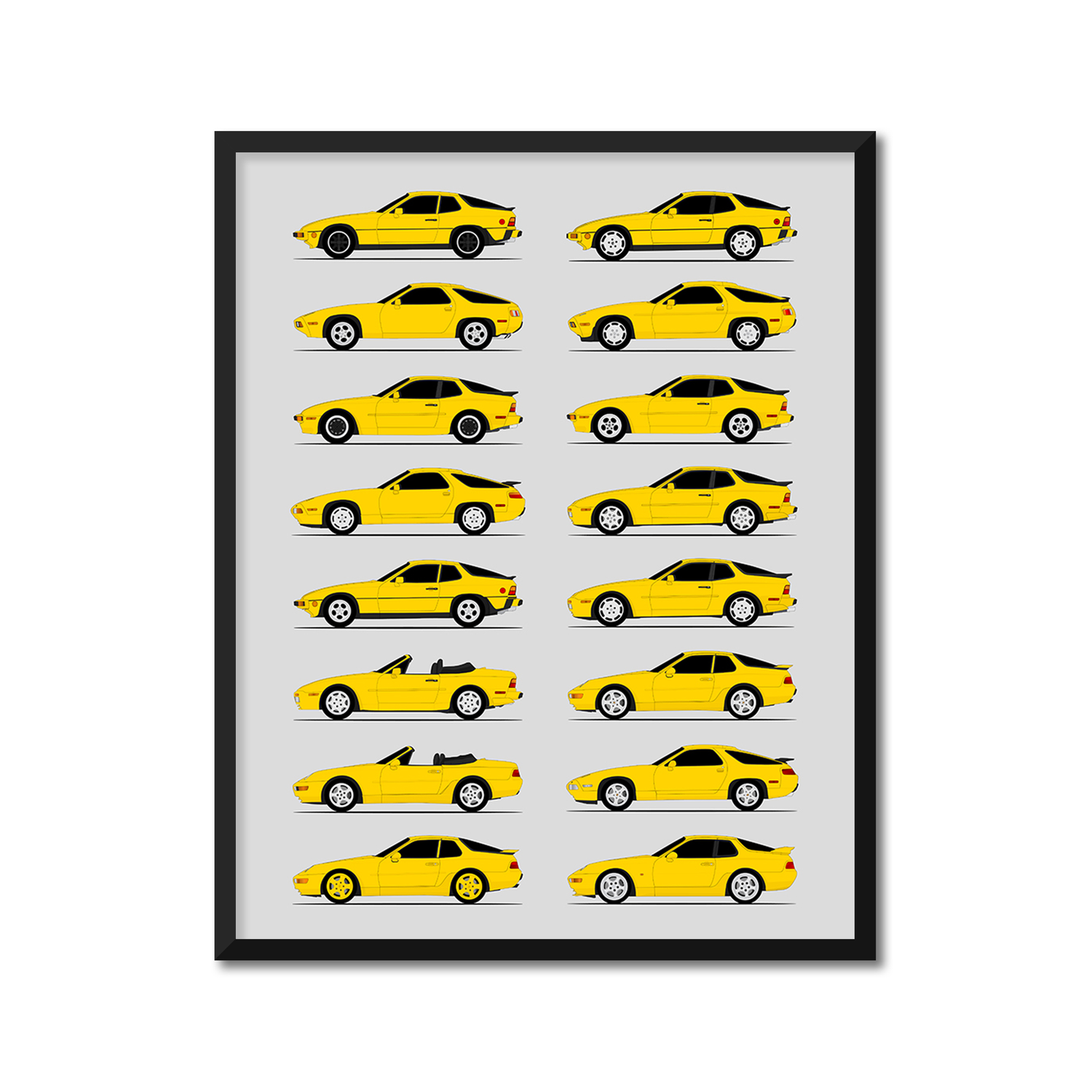 Porsche 924 928 944 968 Generations (Side Profile)