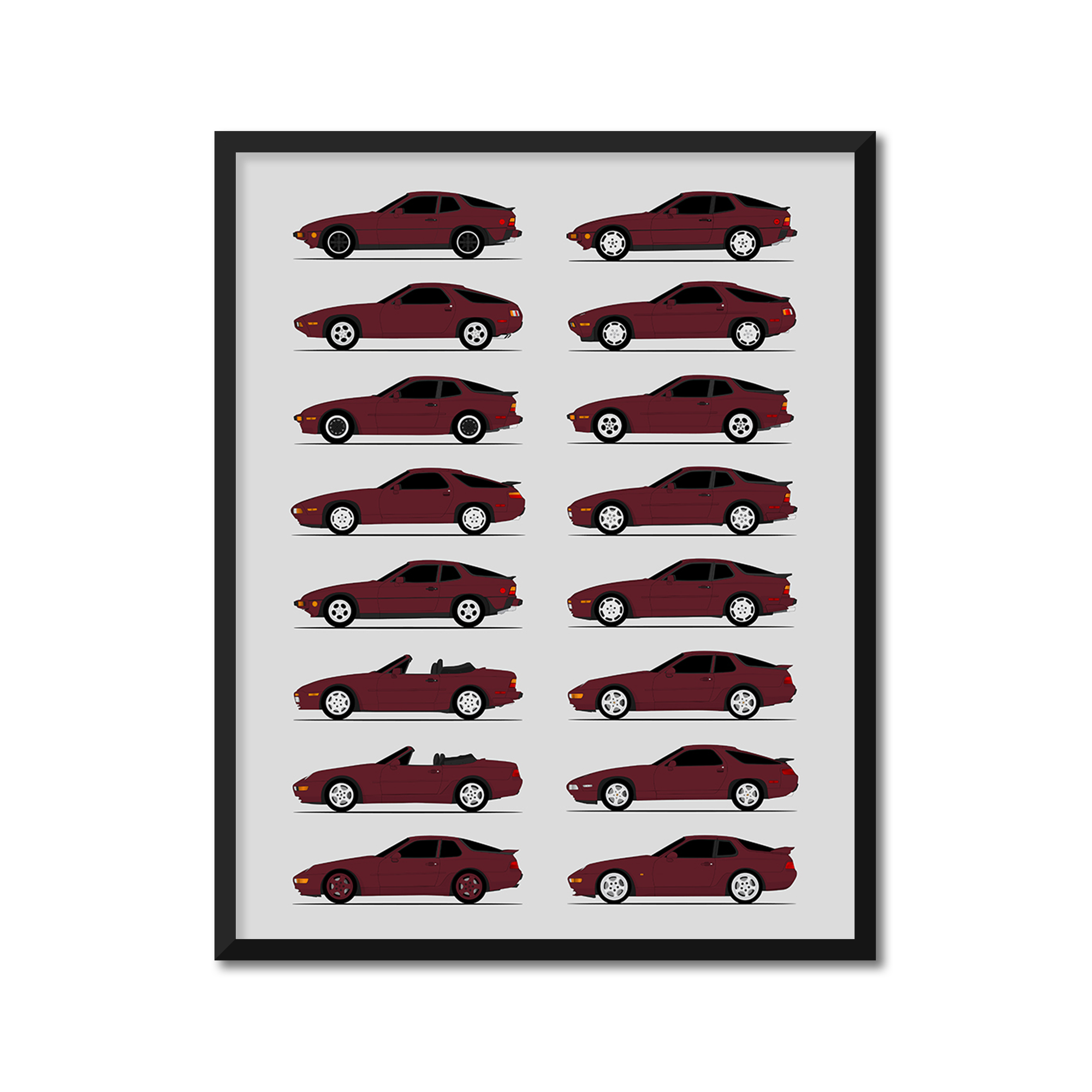 Porsche 924 928 944 968 Generations (Side Profile)
