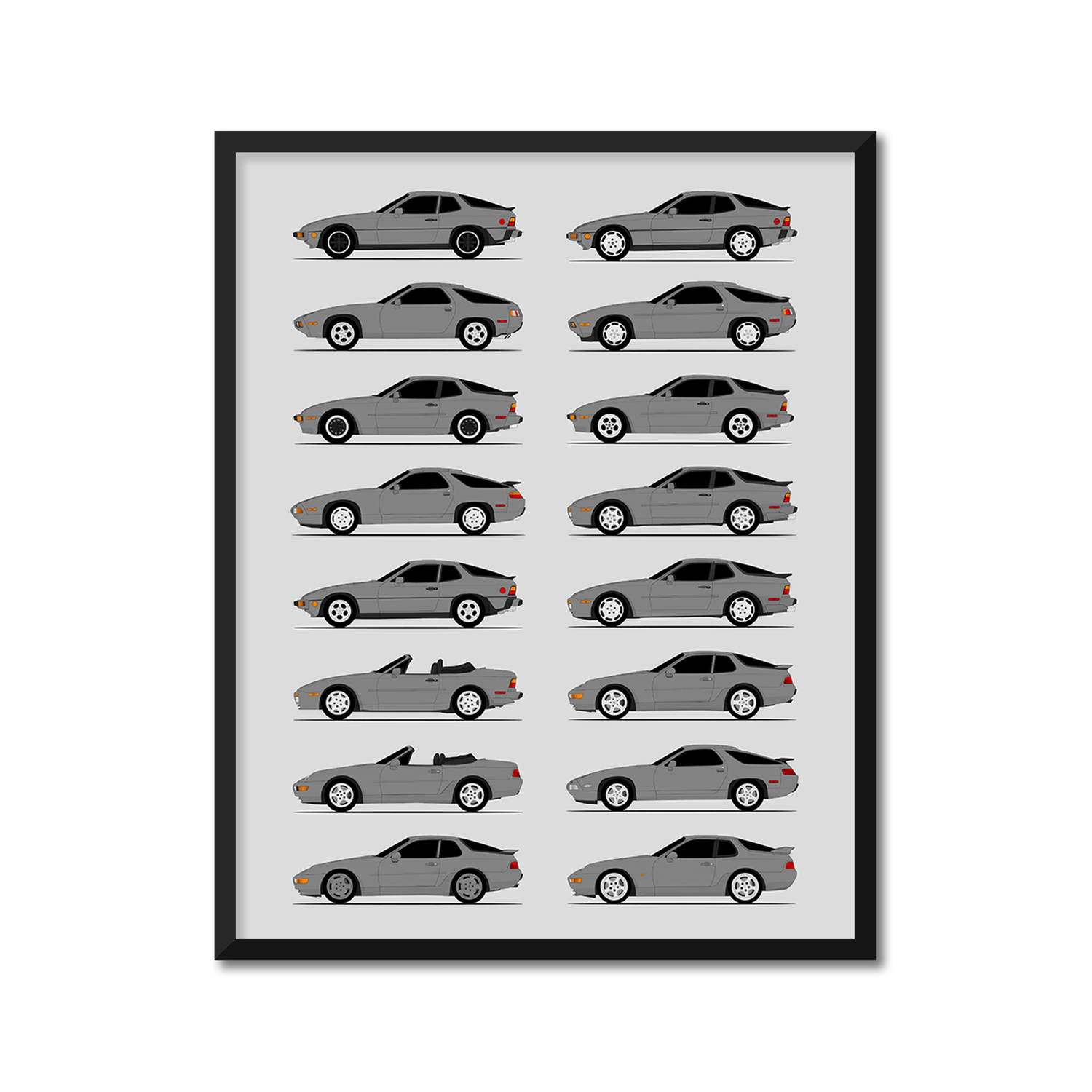 Porsche 924 928 944 968 Generations (Side Profile)