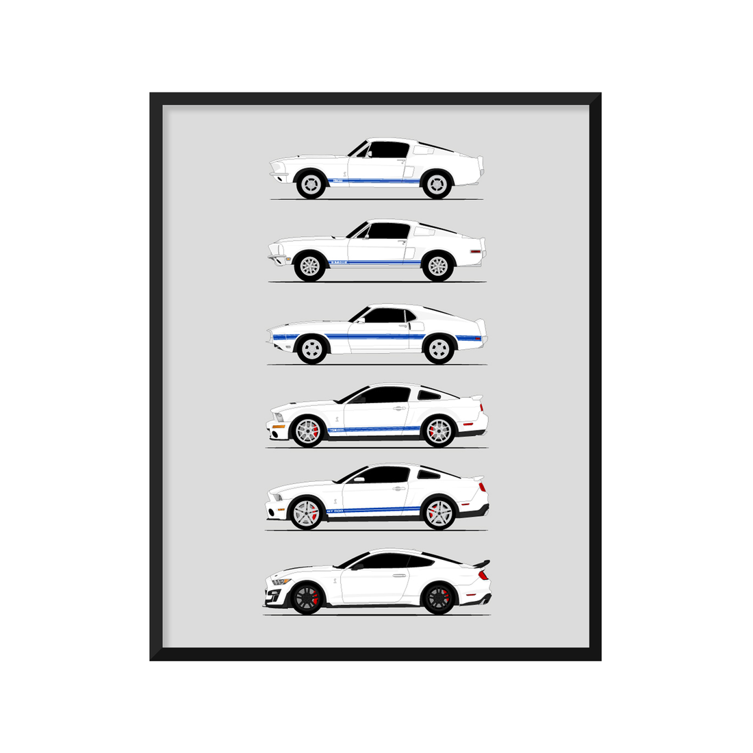 Ford Mustang Shelby GT500 Generations (Side Profile)
