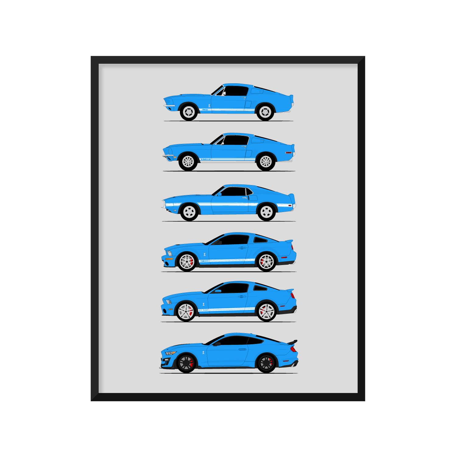 Ford Mustang Shelby GT500 Generations (Side Profile)