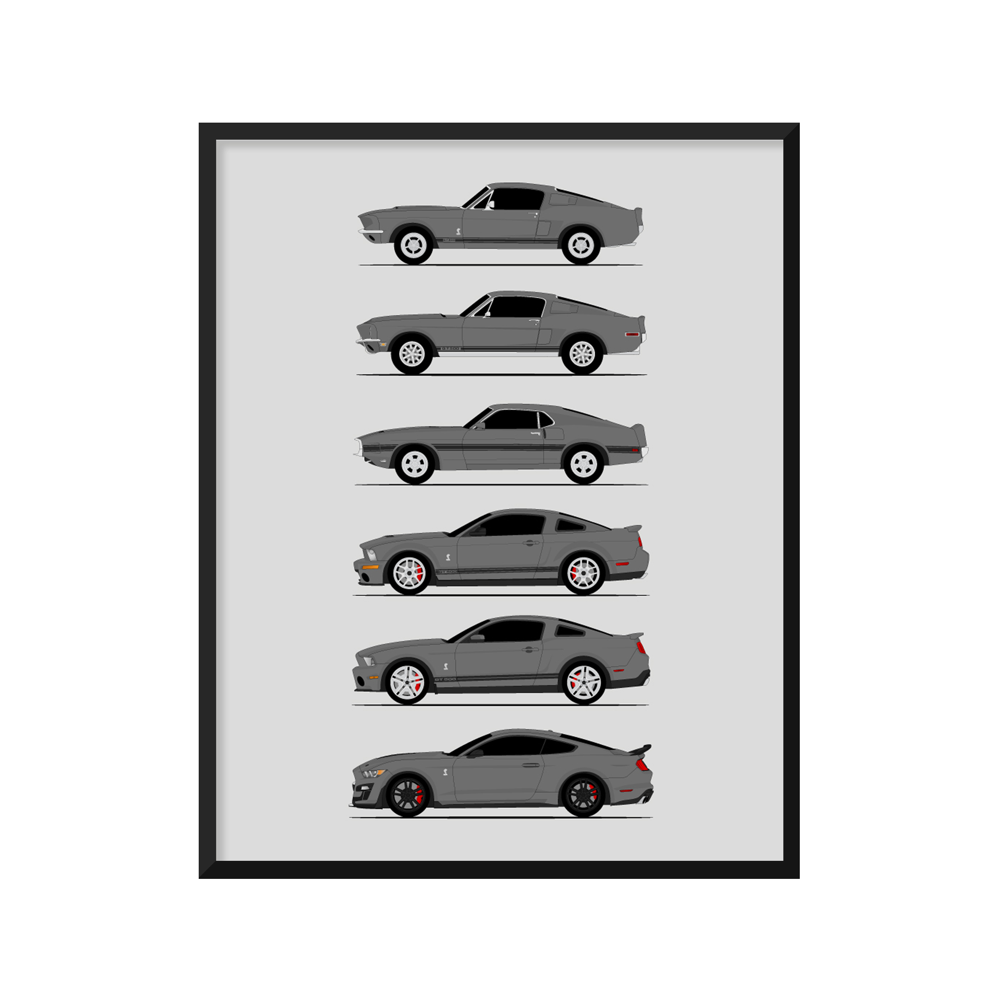 Ford Mustang Shelby GT500 Generations (Side Profile)