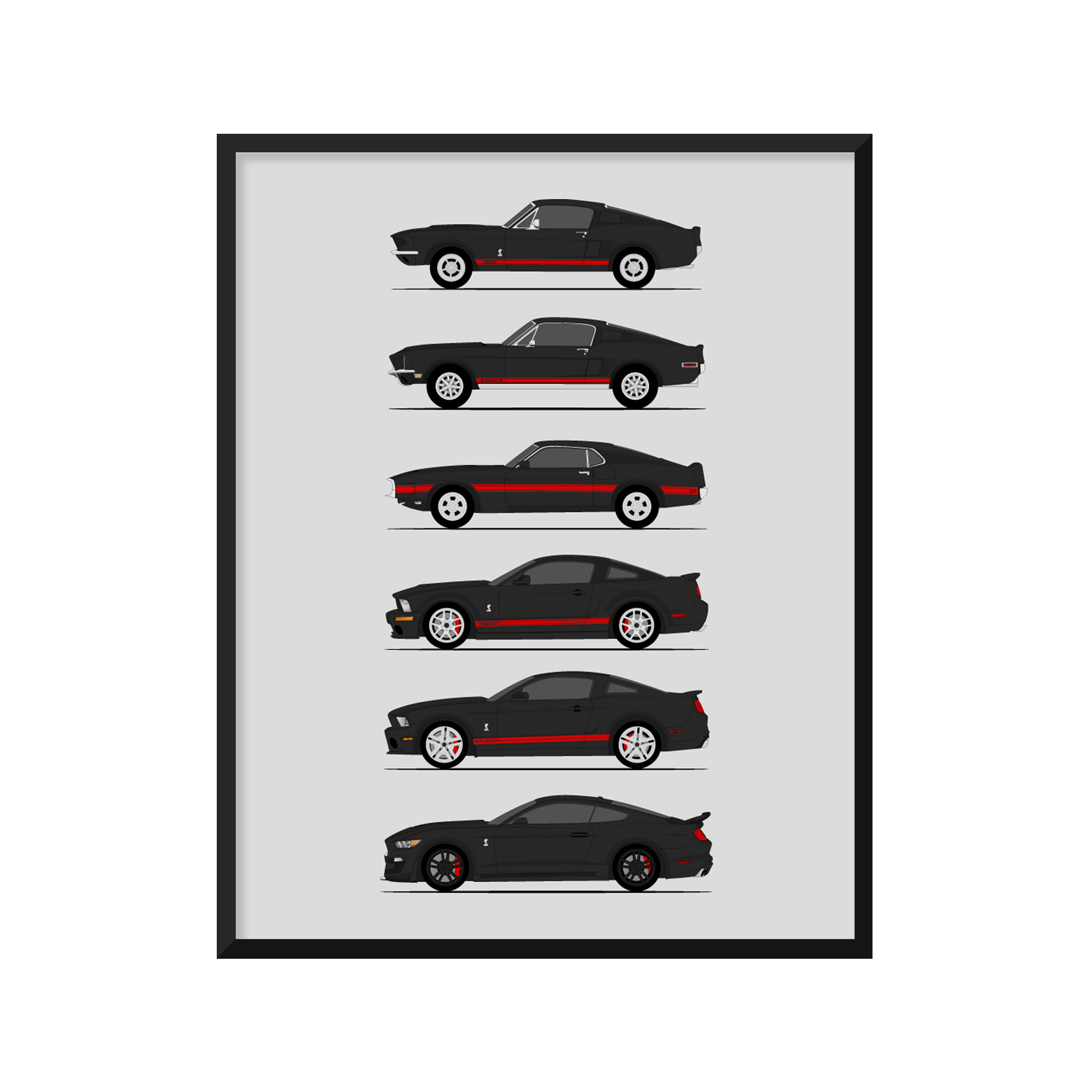 Ford Mustang Shelby GT500 Generations (Side Profile)