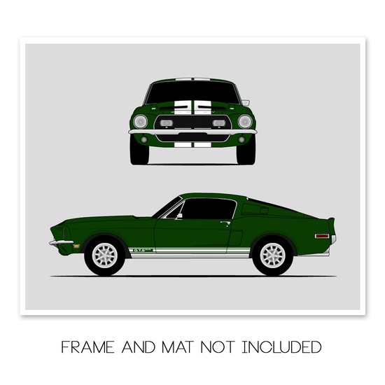 Ford Mustang 1968 Shelby GT500KR (Front and Side) Cobra Poster