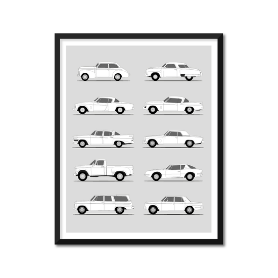 Studebaker Best Generations History and Evolution Poster (Side Profile)