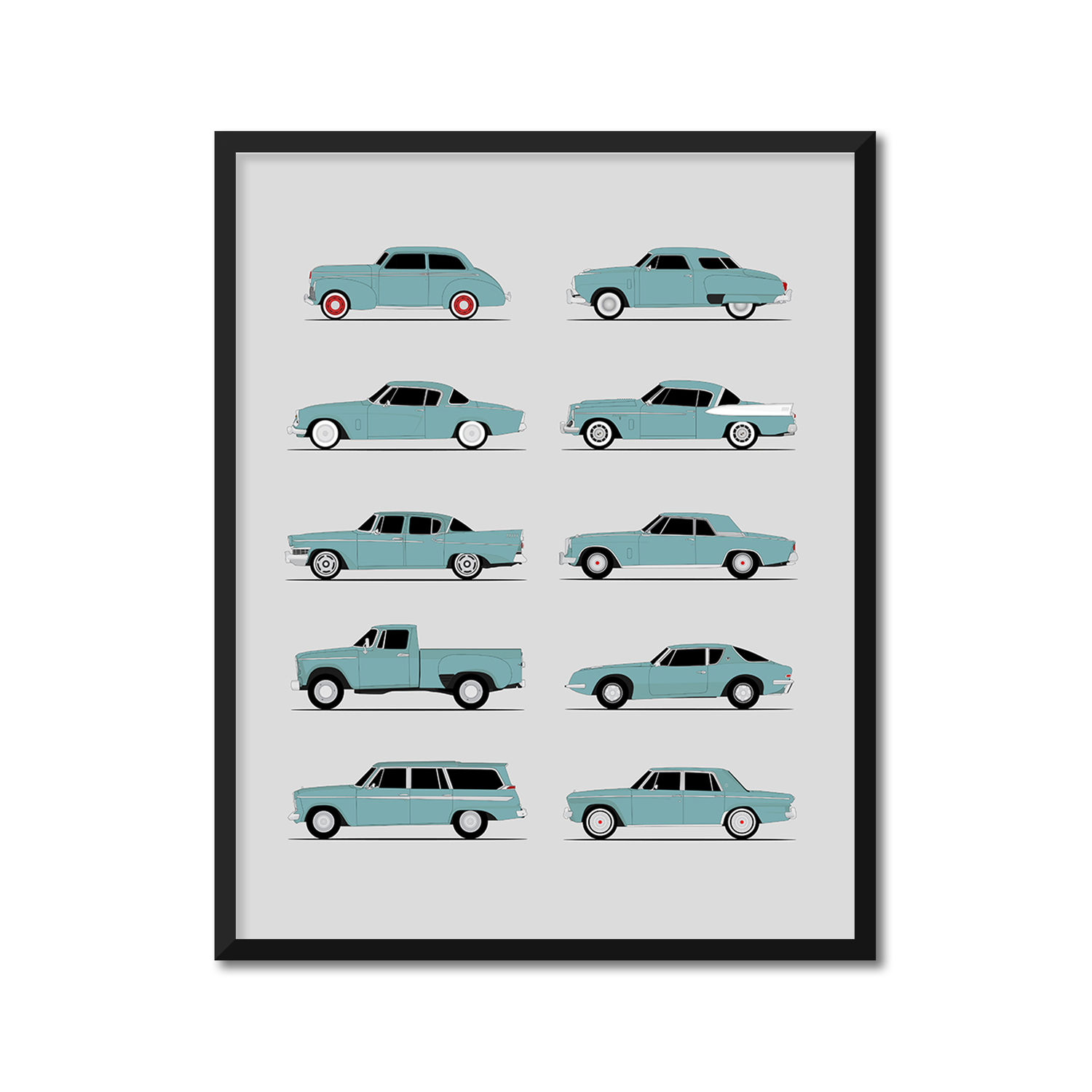 Studebaker Best Generations History and Evolution Poster (Side Profile)