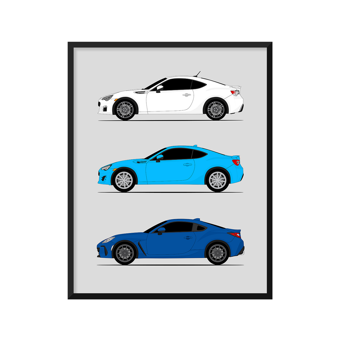 Subaru BRZ Generations History and Evolution Poster (Side Profile)