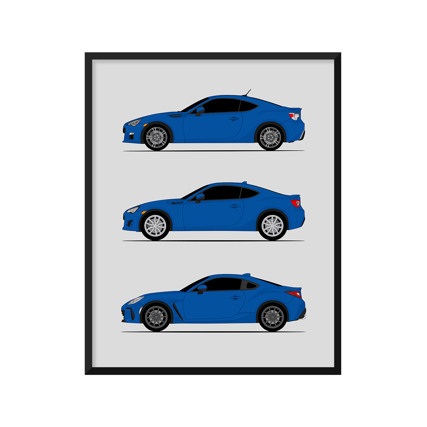 Subaru BRZ Generations History and Evolution Poster (Side Profile)