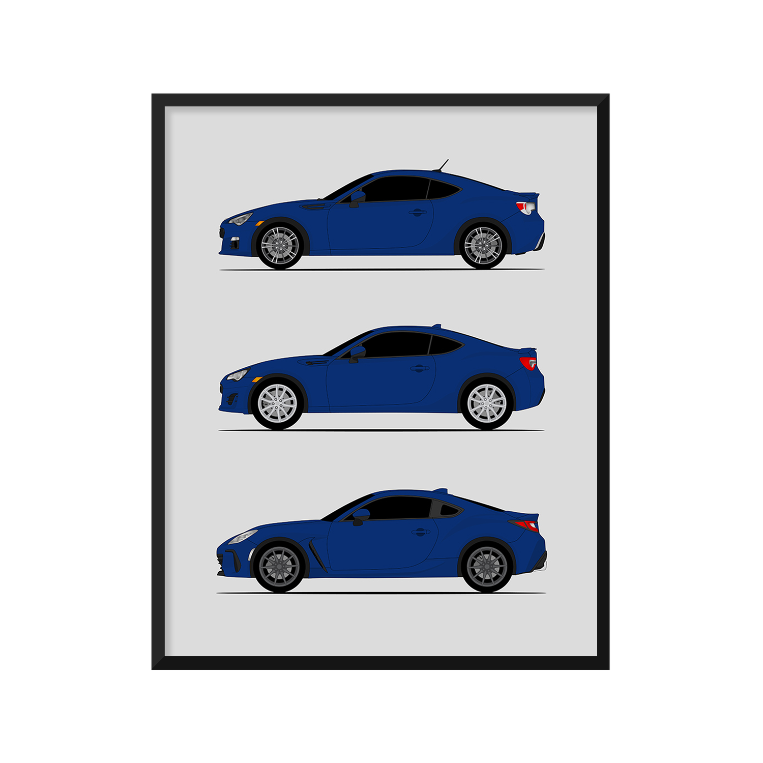 Subaru BRZ Generations History and Evolution Poster (Side Profile)