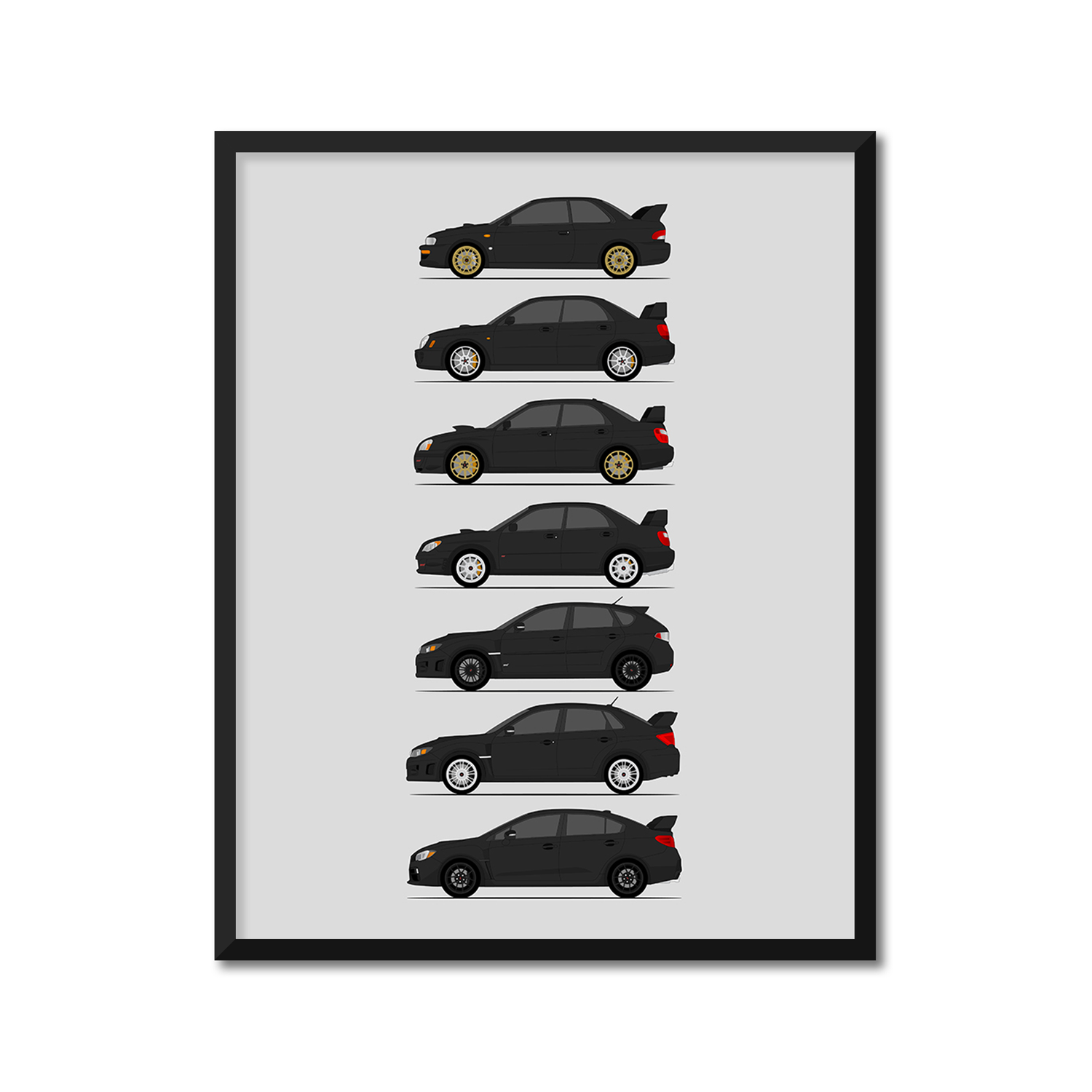 Subaru STI WRX Generations (Side Profile)