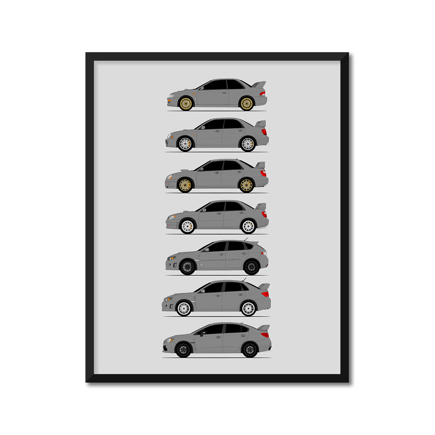 Subaru STI WRX Generations (Side Profile)