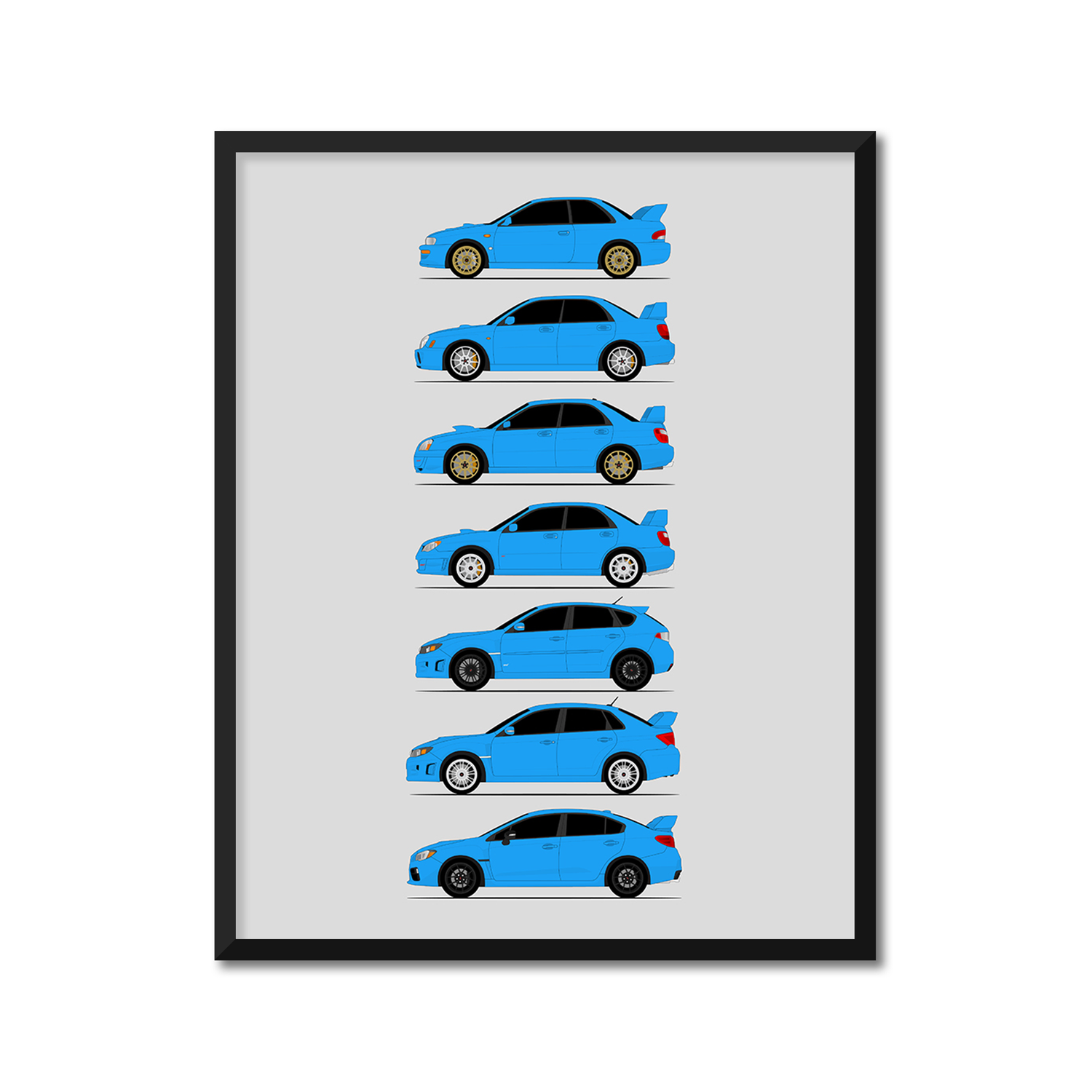 Subaru STI WRX Generations (Side Profile)